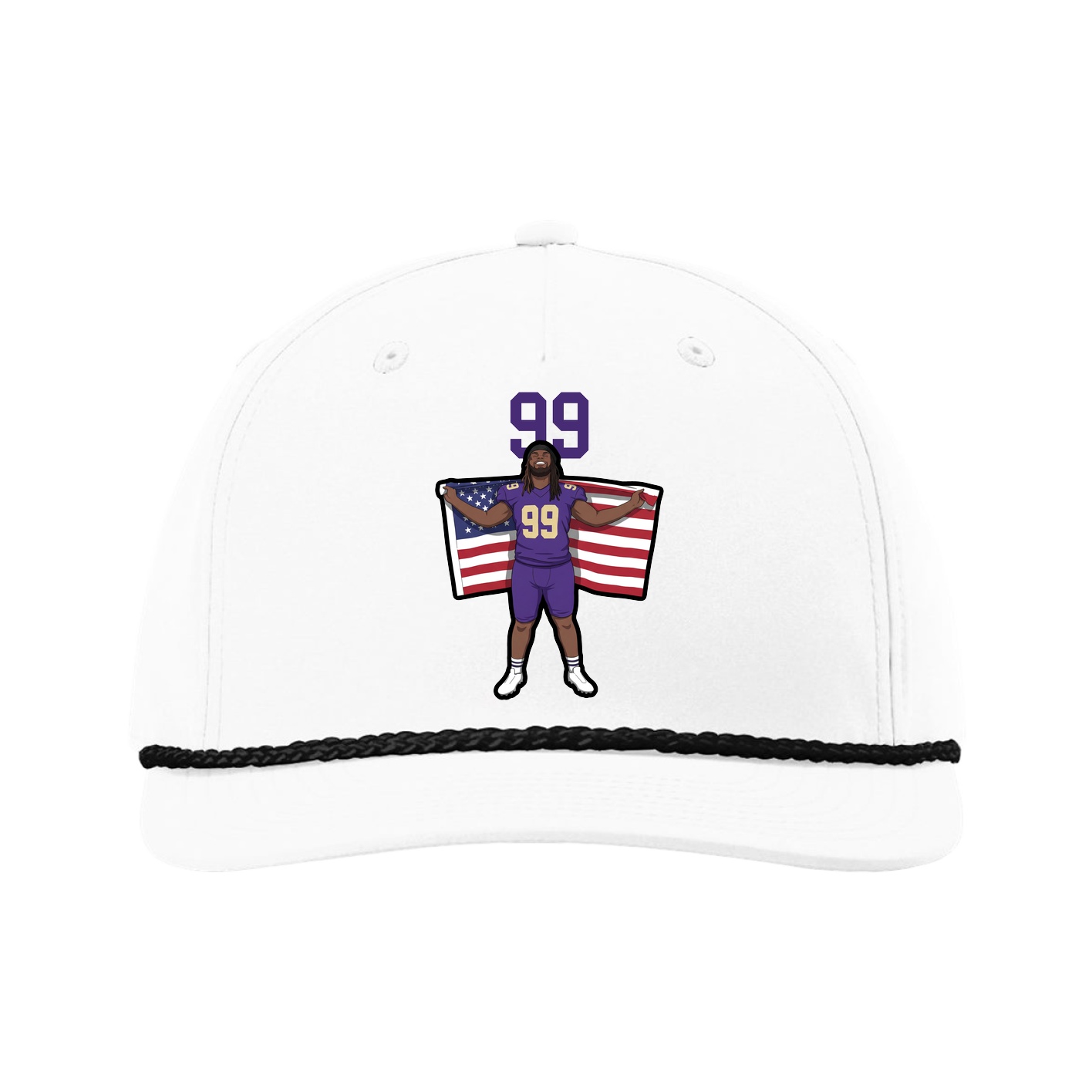 Five-Panel Classic Rope Cap — Number Top in White