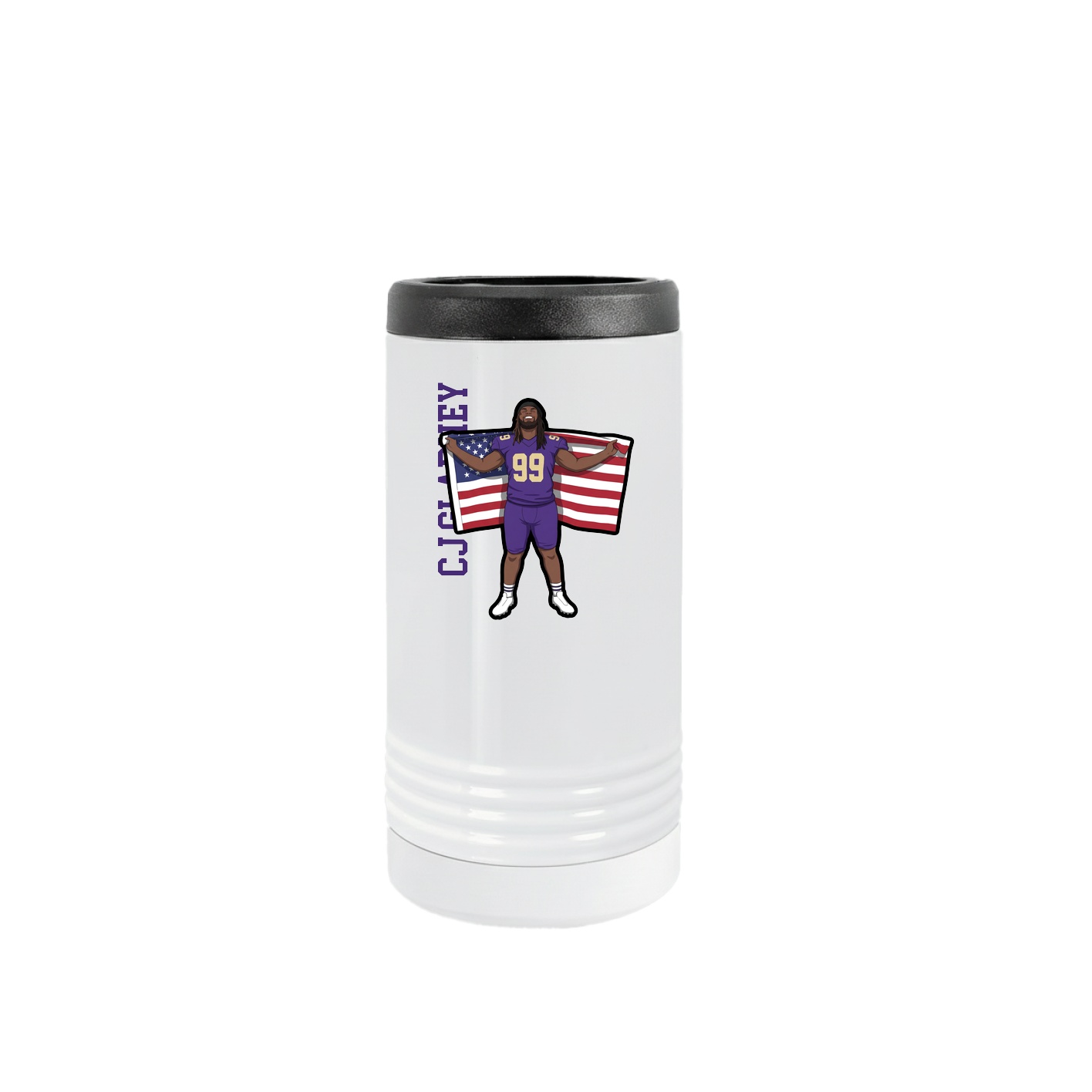 Slim Beverage Holder — Name Vertical in White