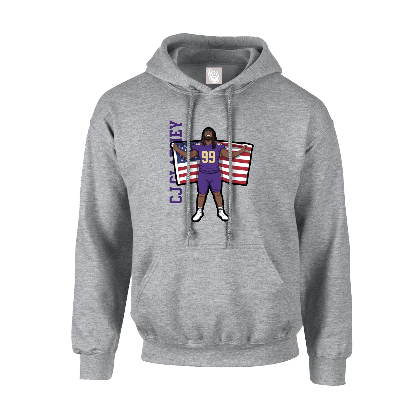 Youth Hoodie — Name Vertical in Grey