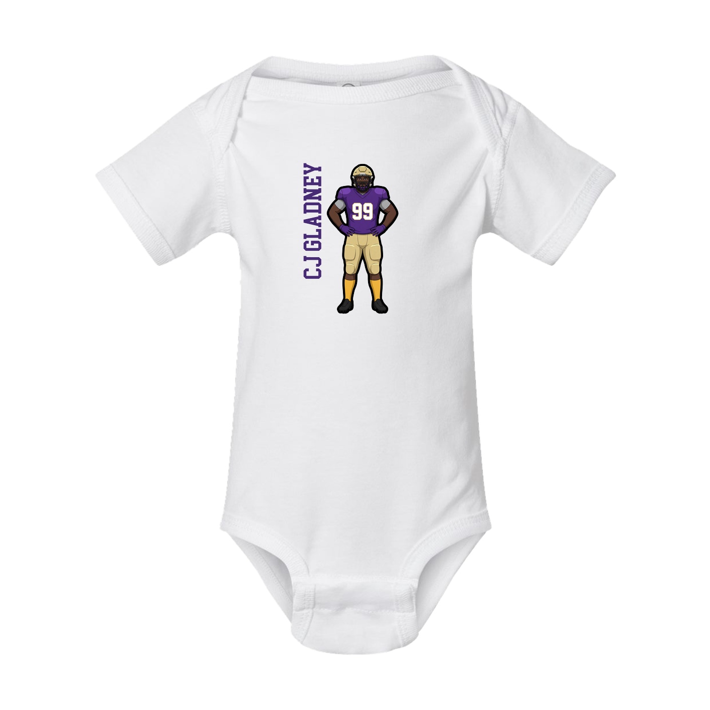 Baby Onesie — Name Vertical in White