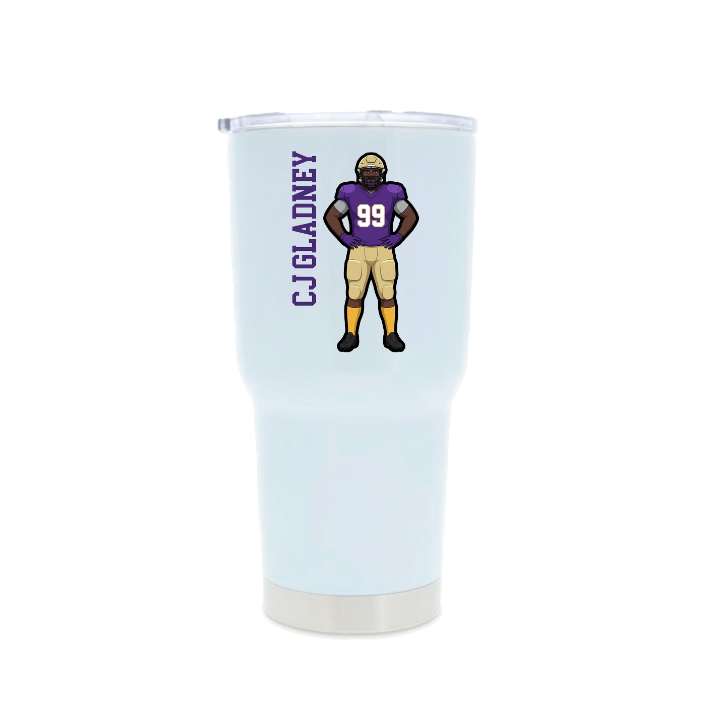 30oz Stainless Steel Tumbler — Name Vertical in White