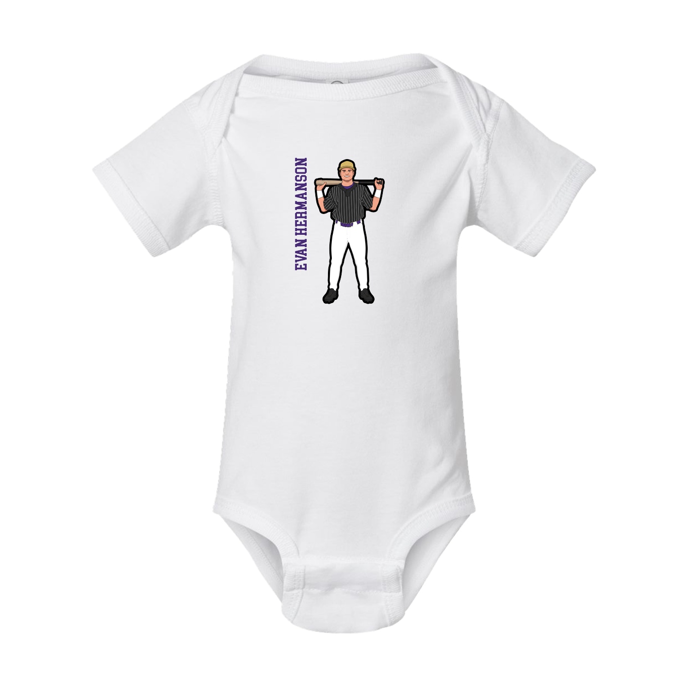 Baby Onesie — Name Vertical in White