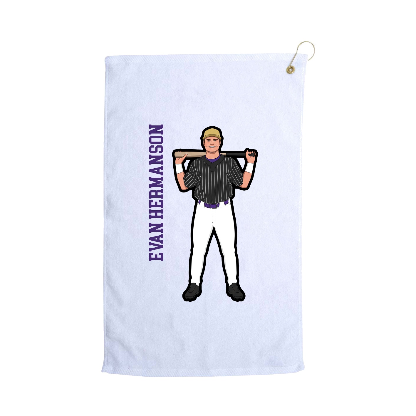 Golf Towel — Name Vertical in White