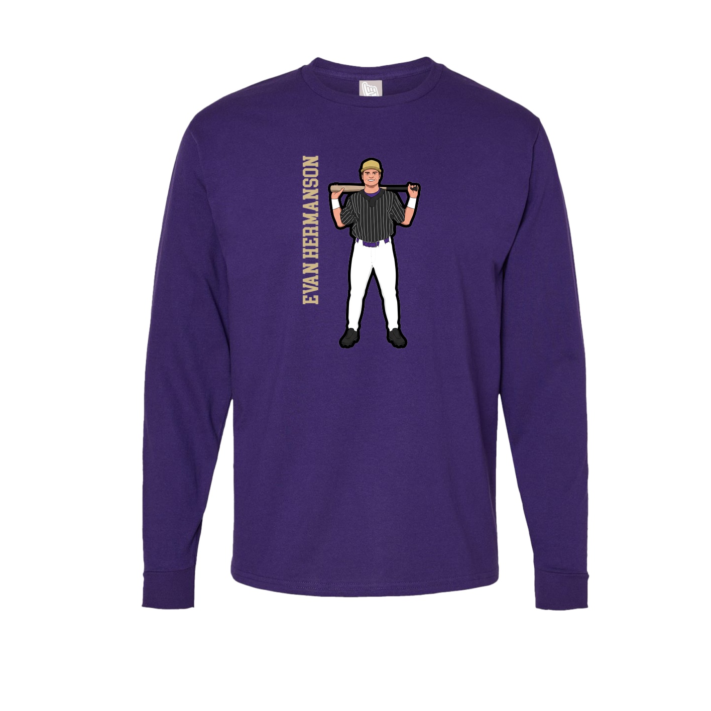 Long Sleeve Tee — Name Vertical in Purple