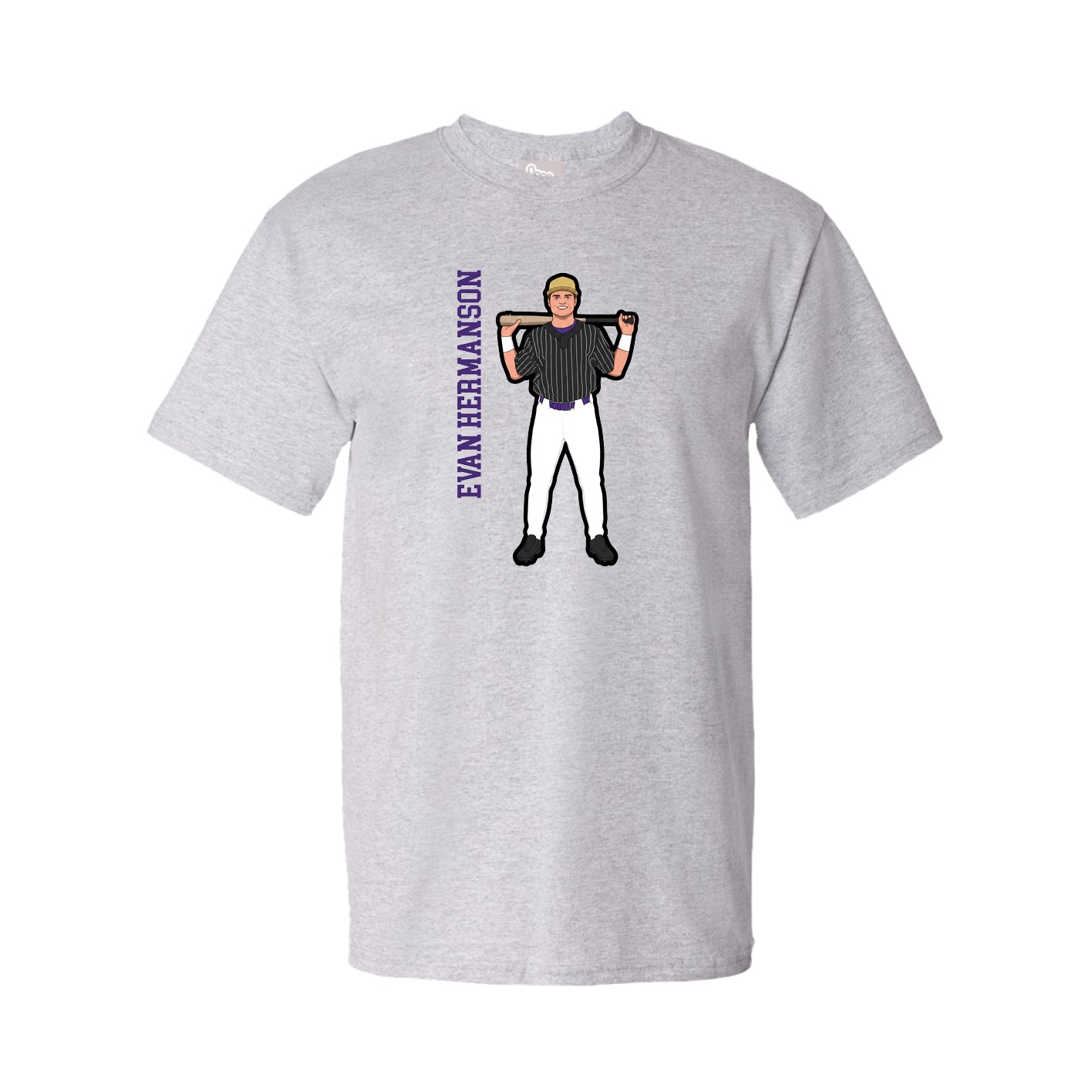 Youth Tee — Name Vertical in Grey