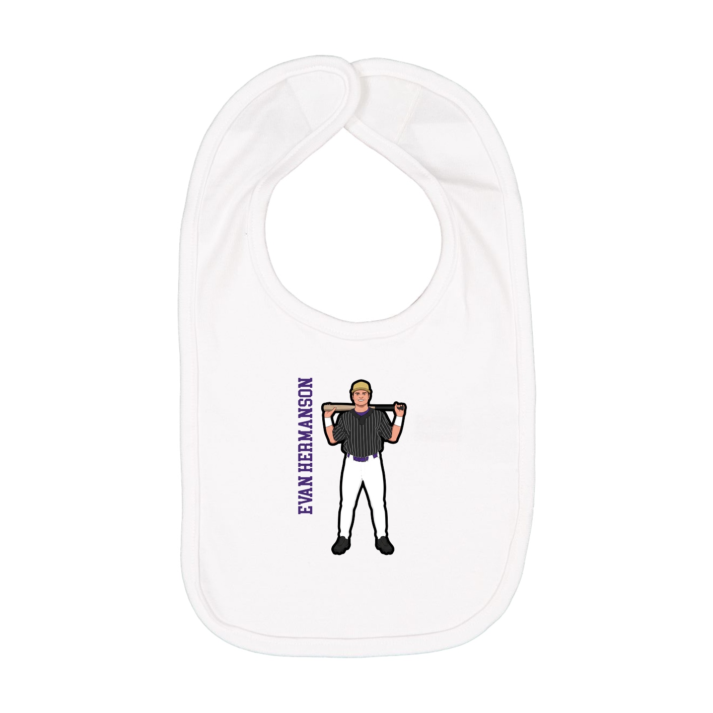 Infant Bib — Name Vertical in White