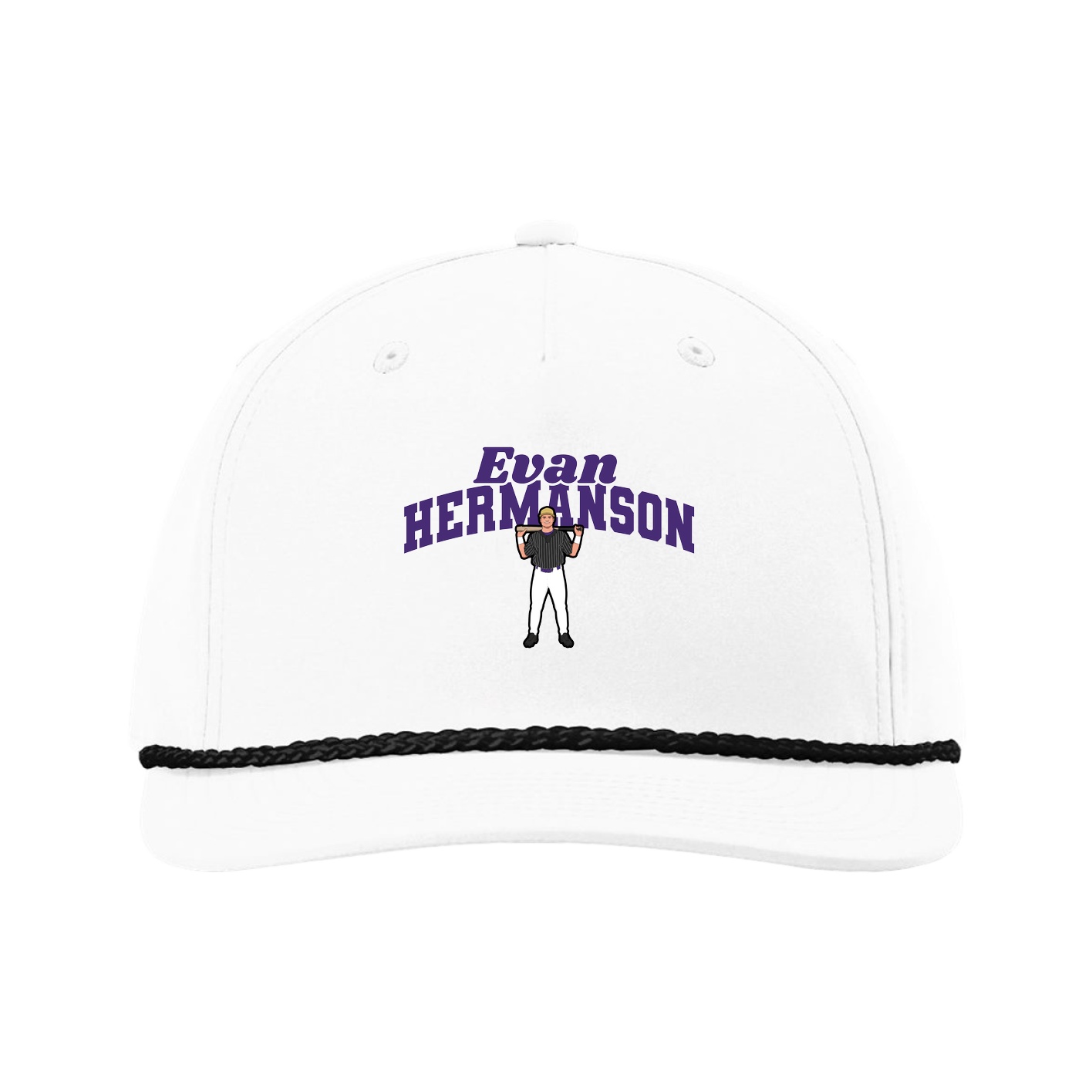 Five-Panel Classic Rope Cap — Signature Arch in White
