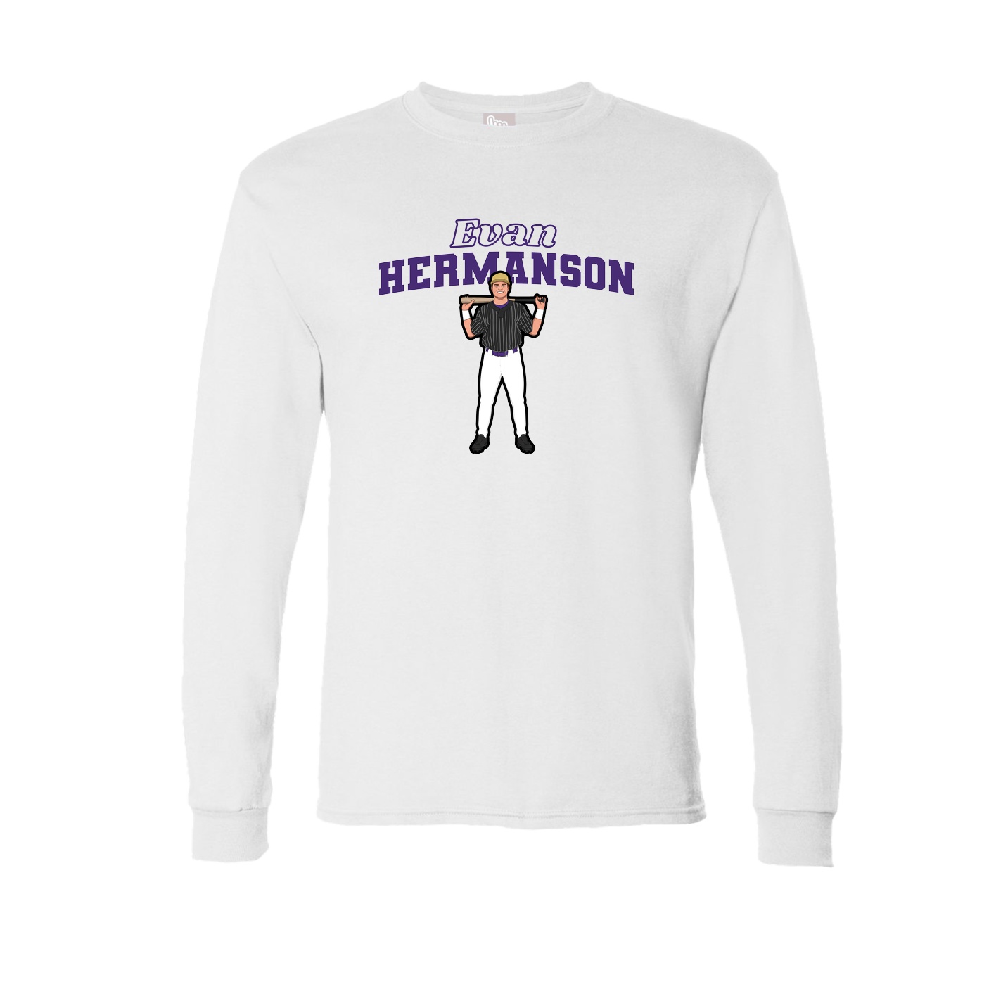 Long Sleeve Tee — Name Arch in White