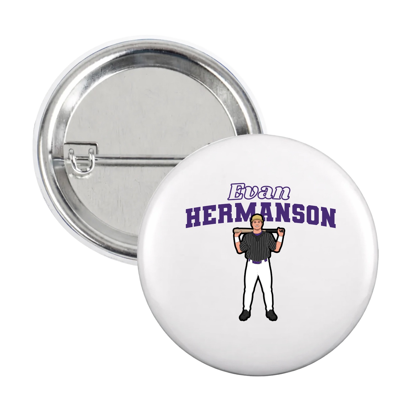 Game Day Button — Name Arch in White