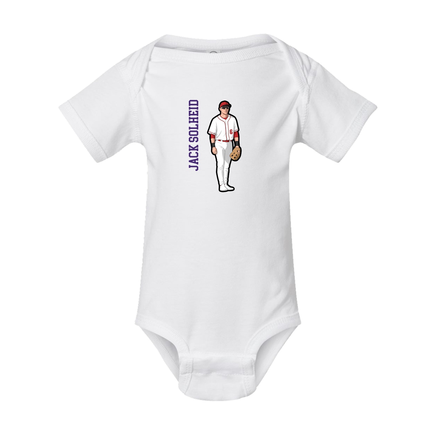 Baby Onesie — Name Vertical in White