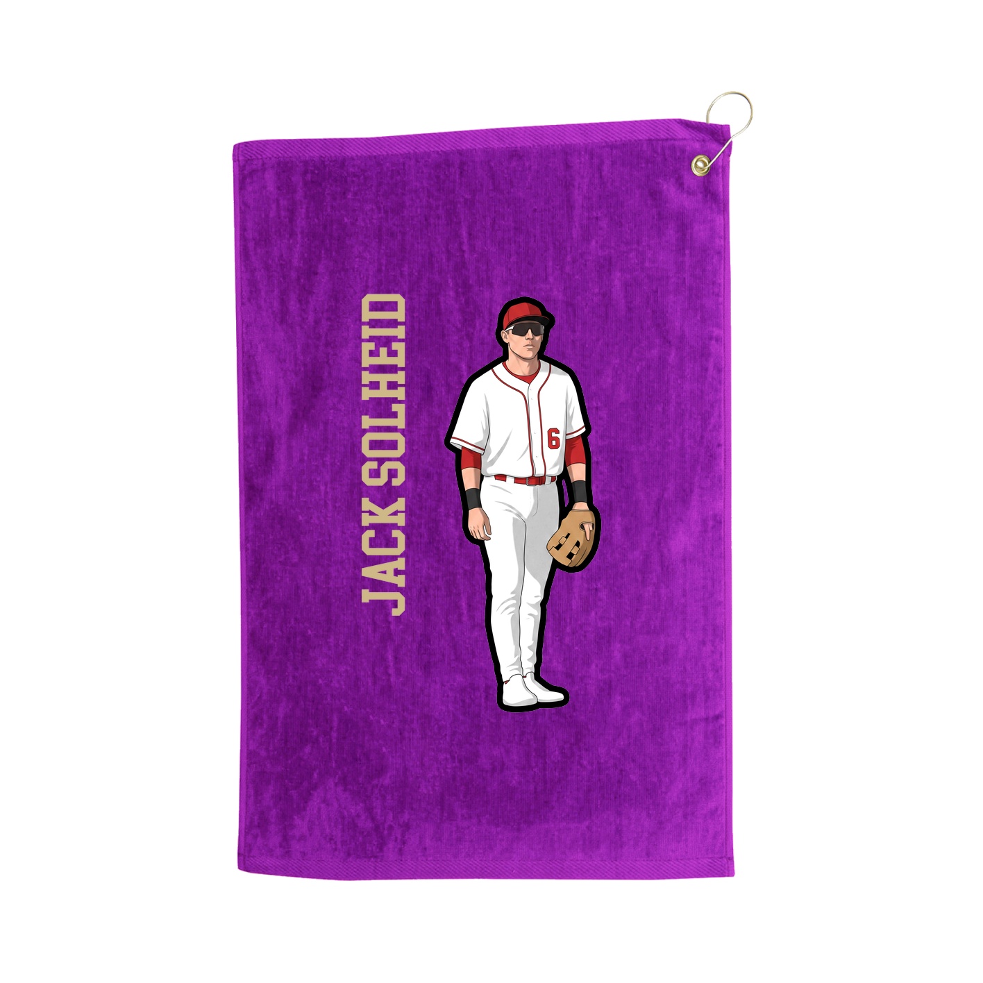 Golf Towel — Name Vertical in Purple