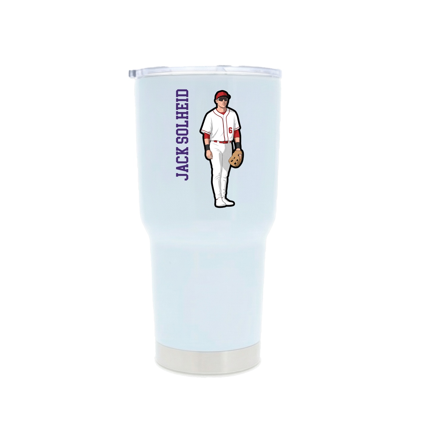 30oz Stainless Steel Tumbler — Name Vertical in White