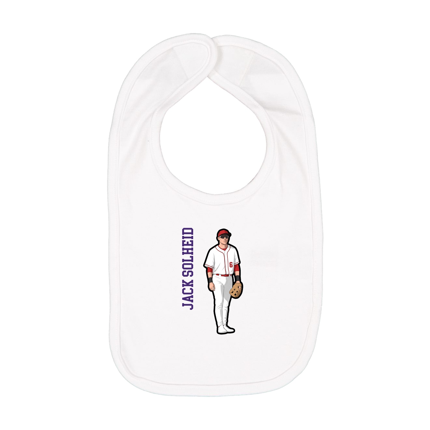 Infant Bib — Name Vertical in White