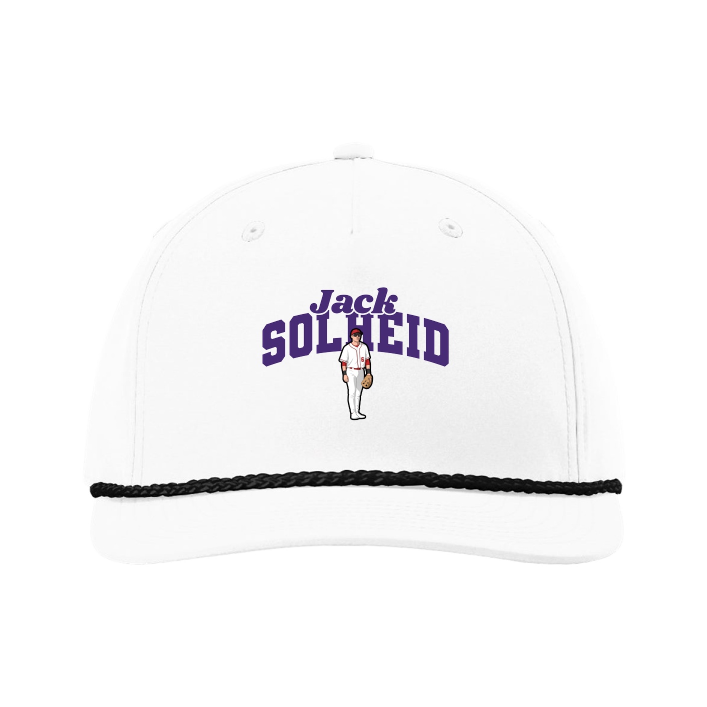 Five-Panel Classic Rope Cap — Signature Arch in White