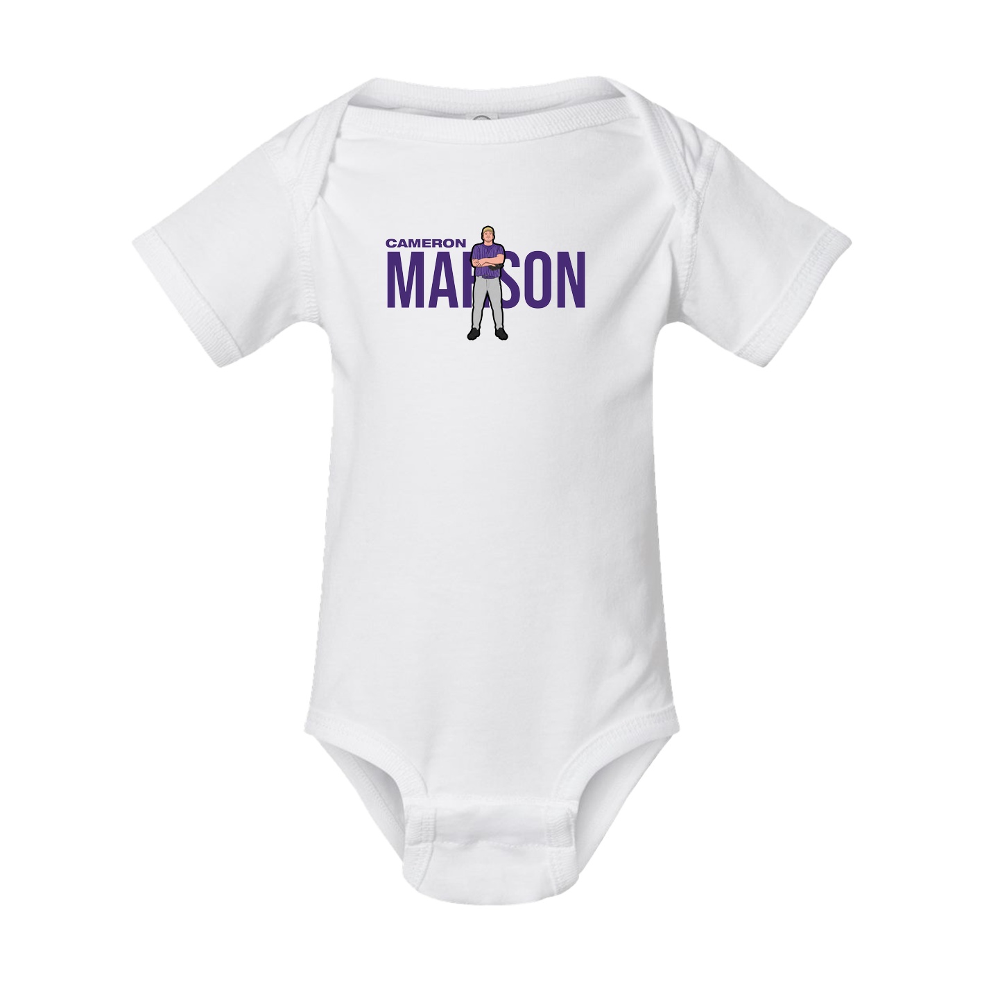 Baby Onesie — Player Name in White