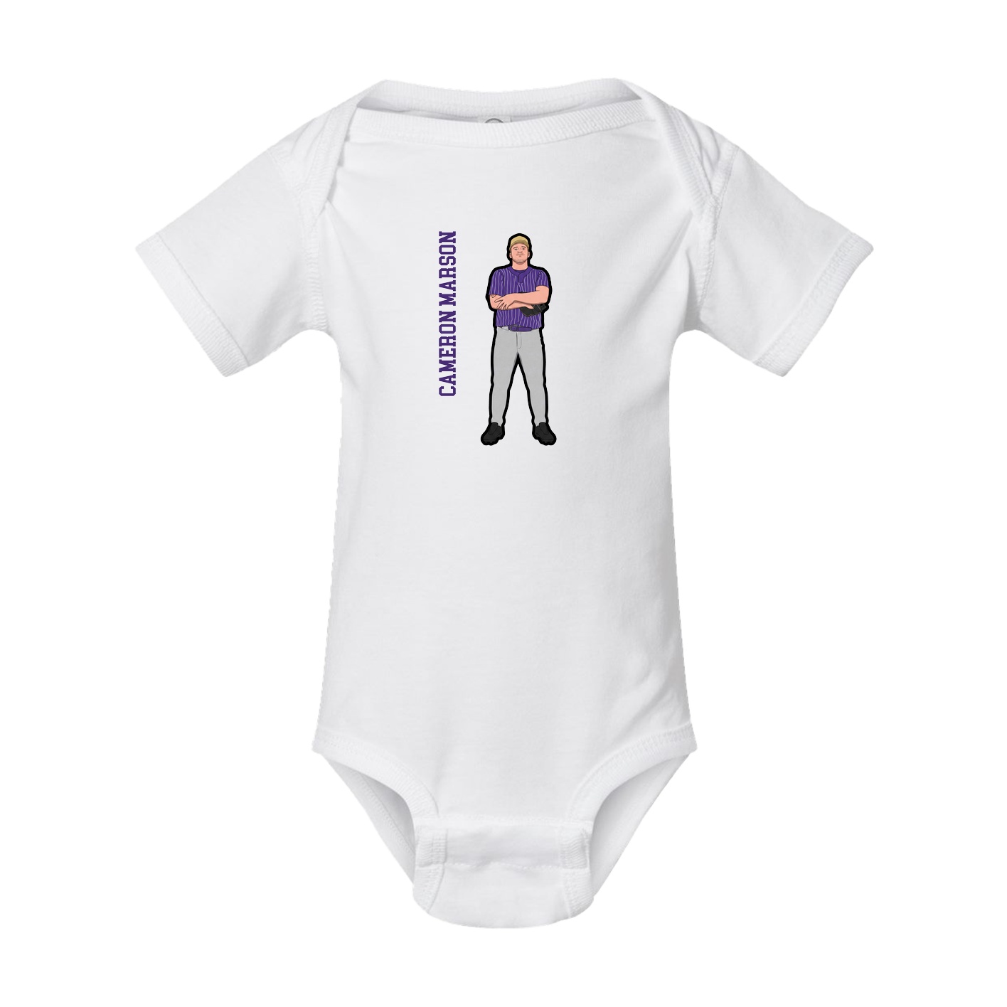 Baby Onesie — Name Vertical in White