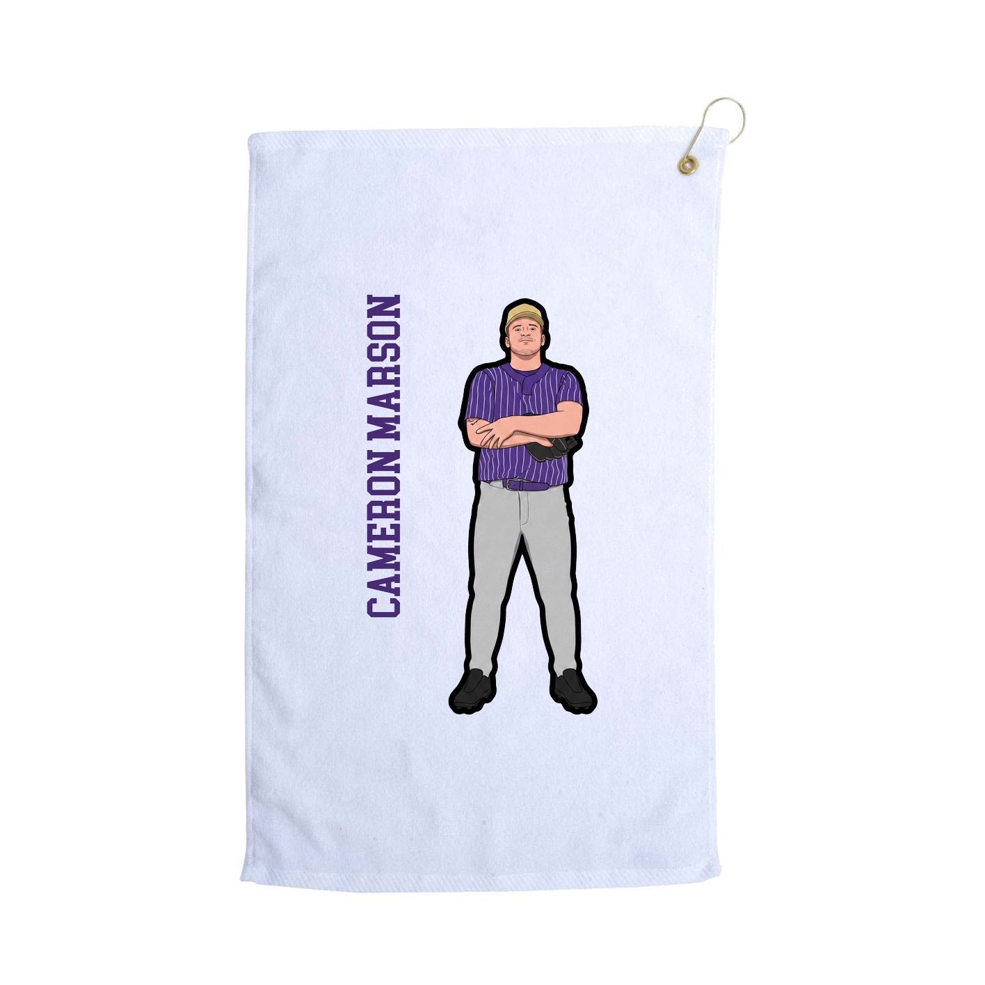 Golf Towel — Name Vertical in White