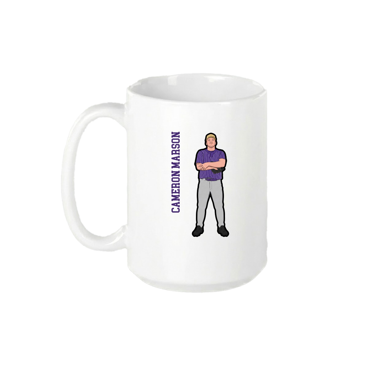 15oz Coffee Mug — Name Vertical in White
