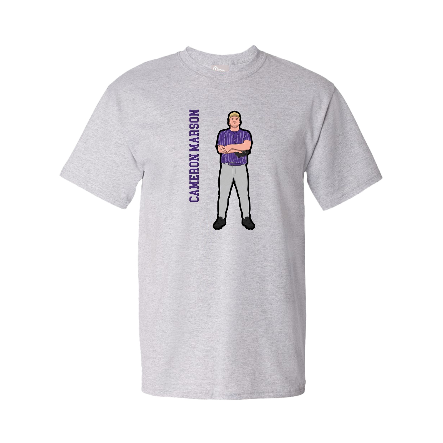 Youth Tee — Name Vertical in Grey
