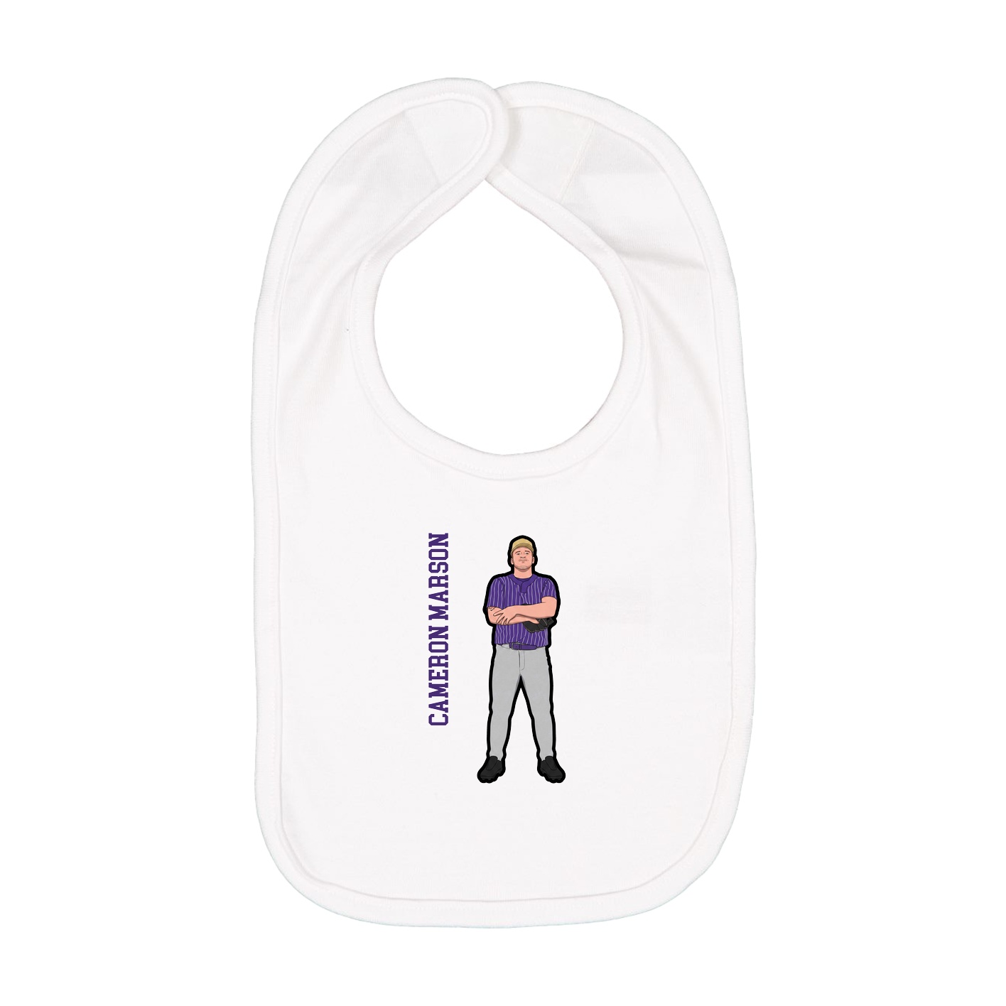 Infant Bib — Name Vertical in White