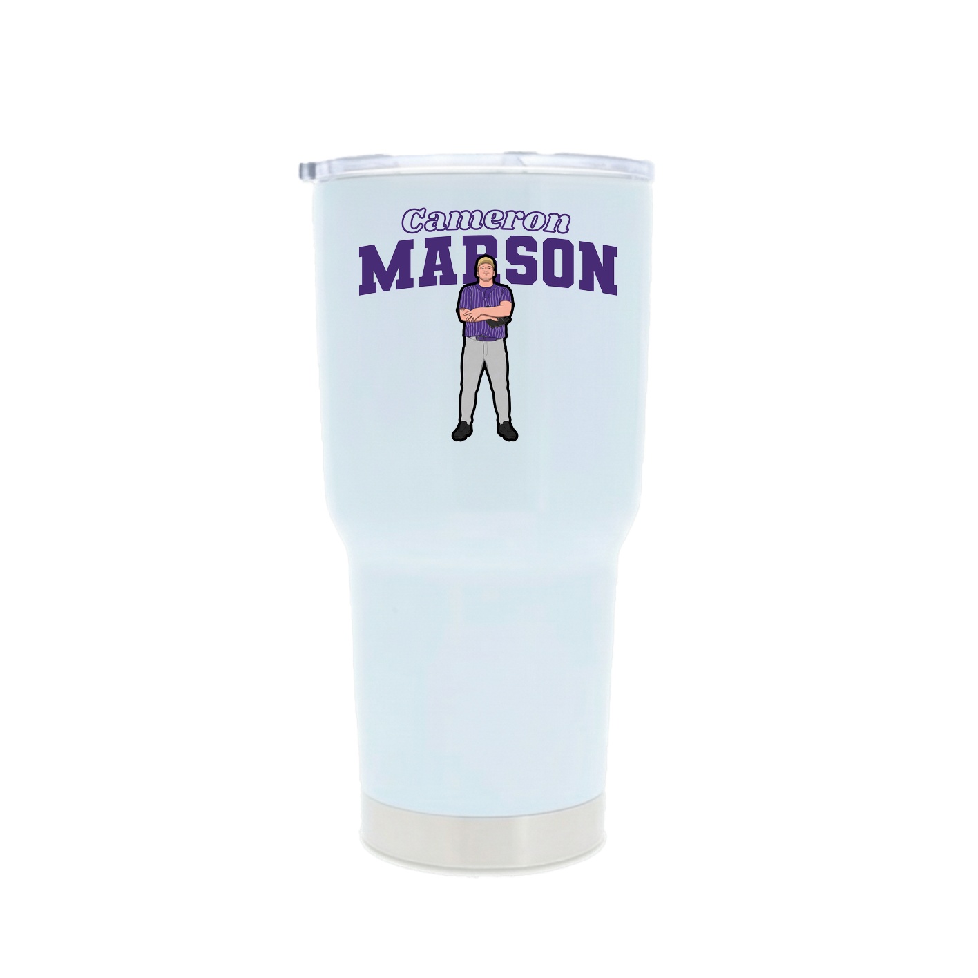 30oz Stainless Steel Tumbler — Name Arch in White