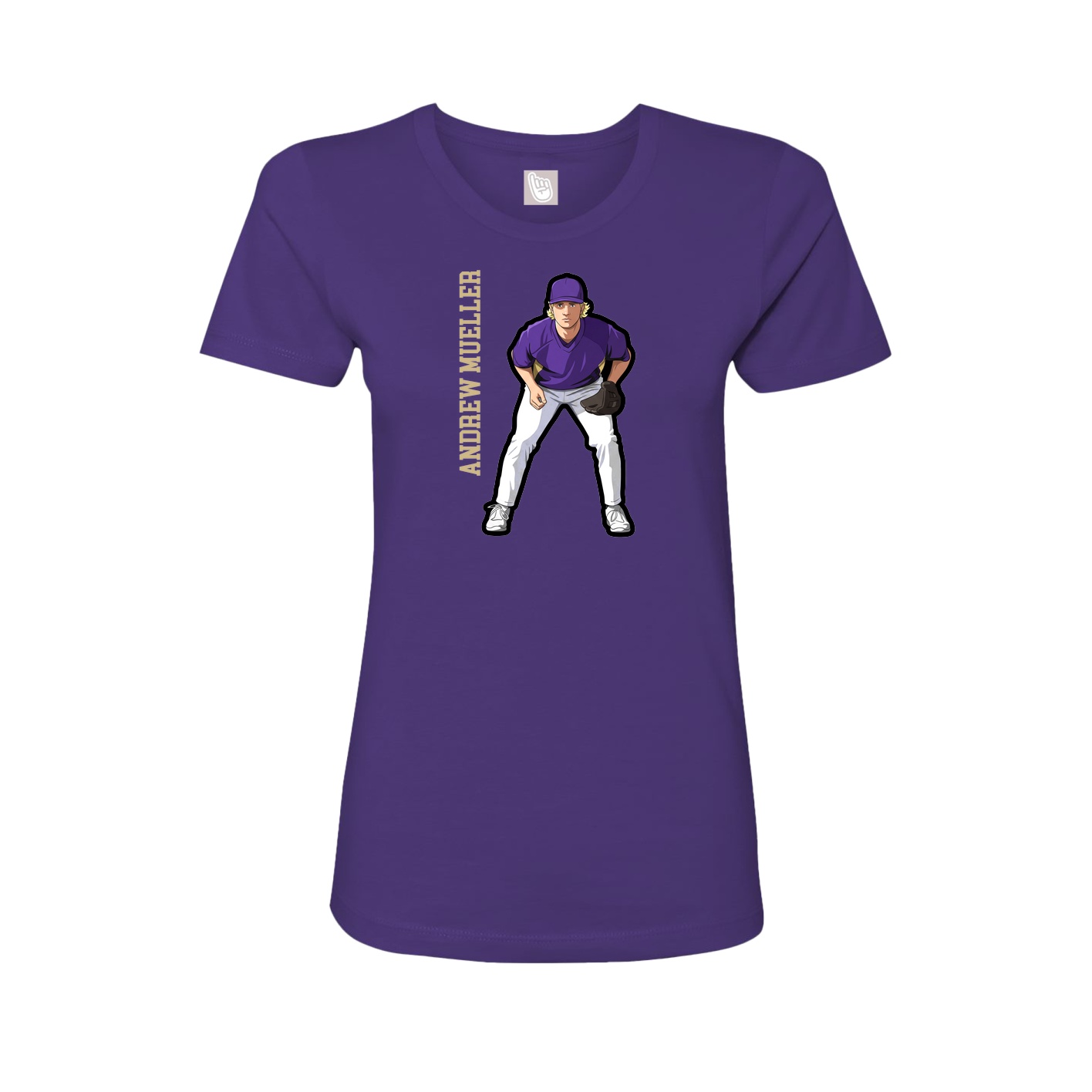Fitted Women's Tee — Name Vertical in Purple