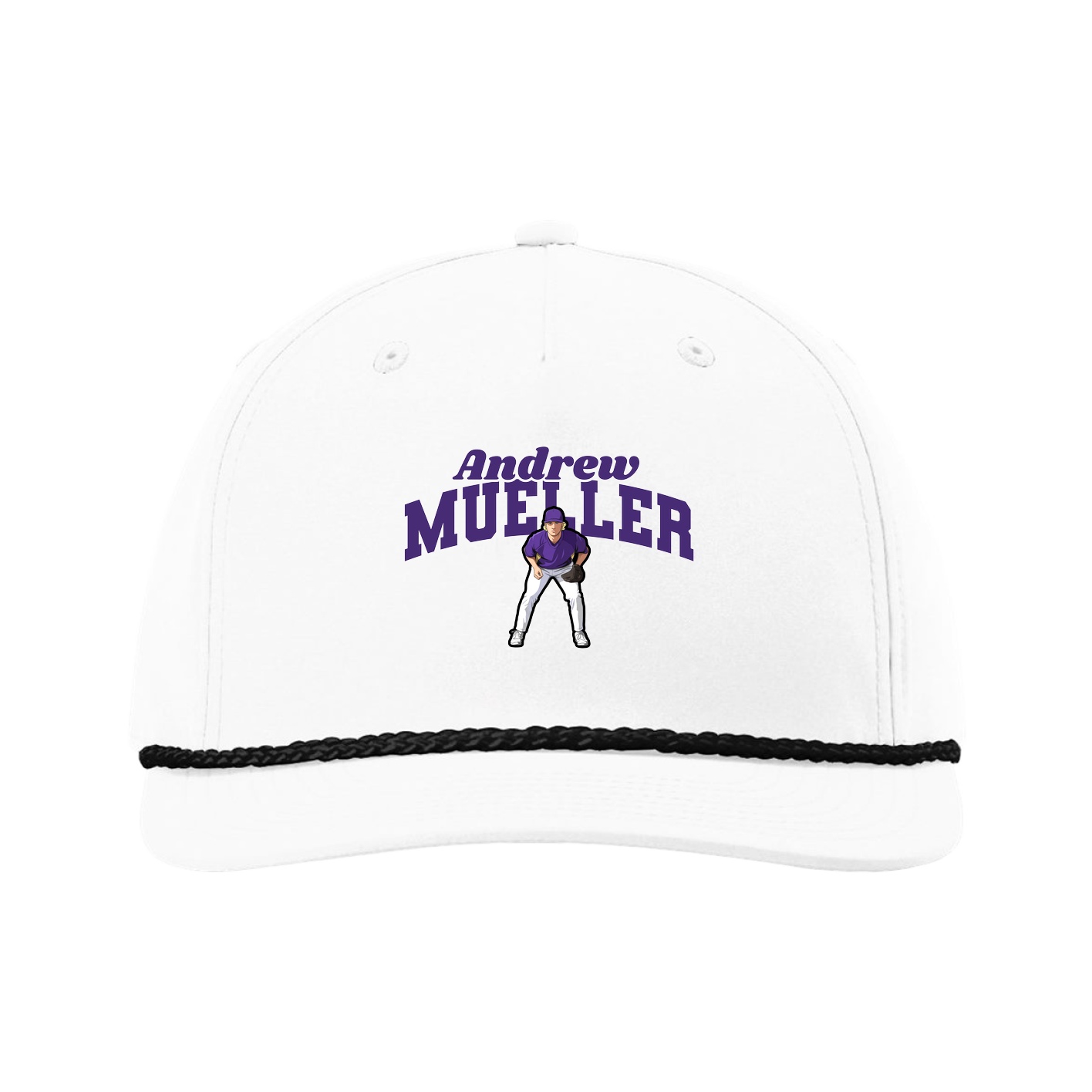 Five-Panel Classic Rope Cap — Signature Arch in White