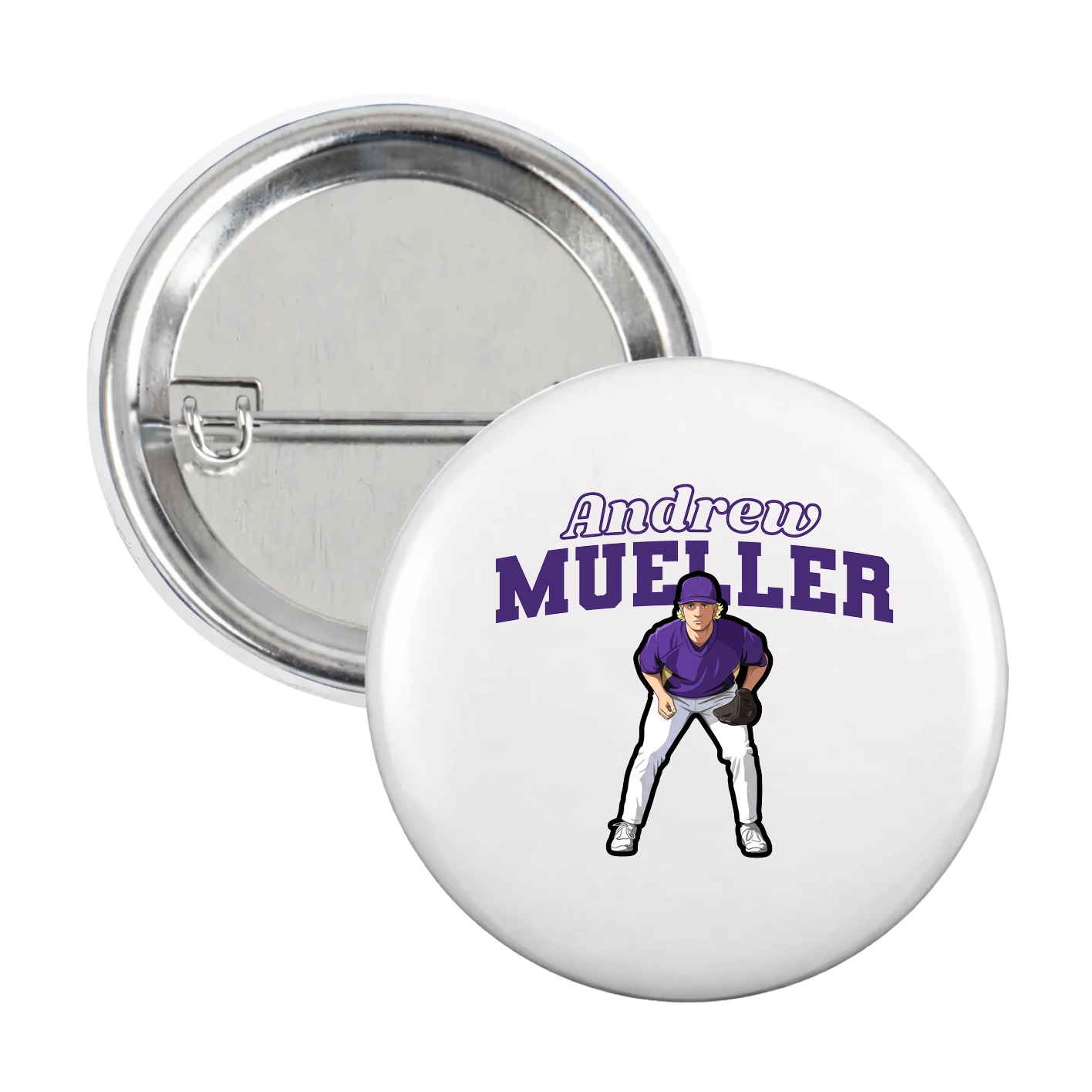 Game Day Button — Name Arch in White