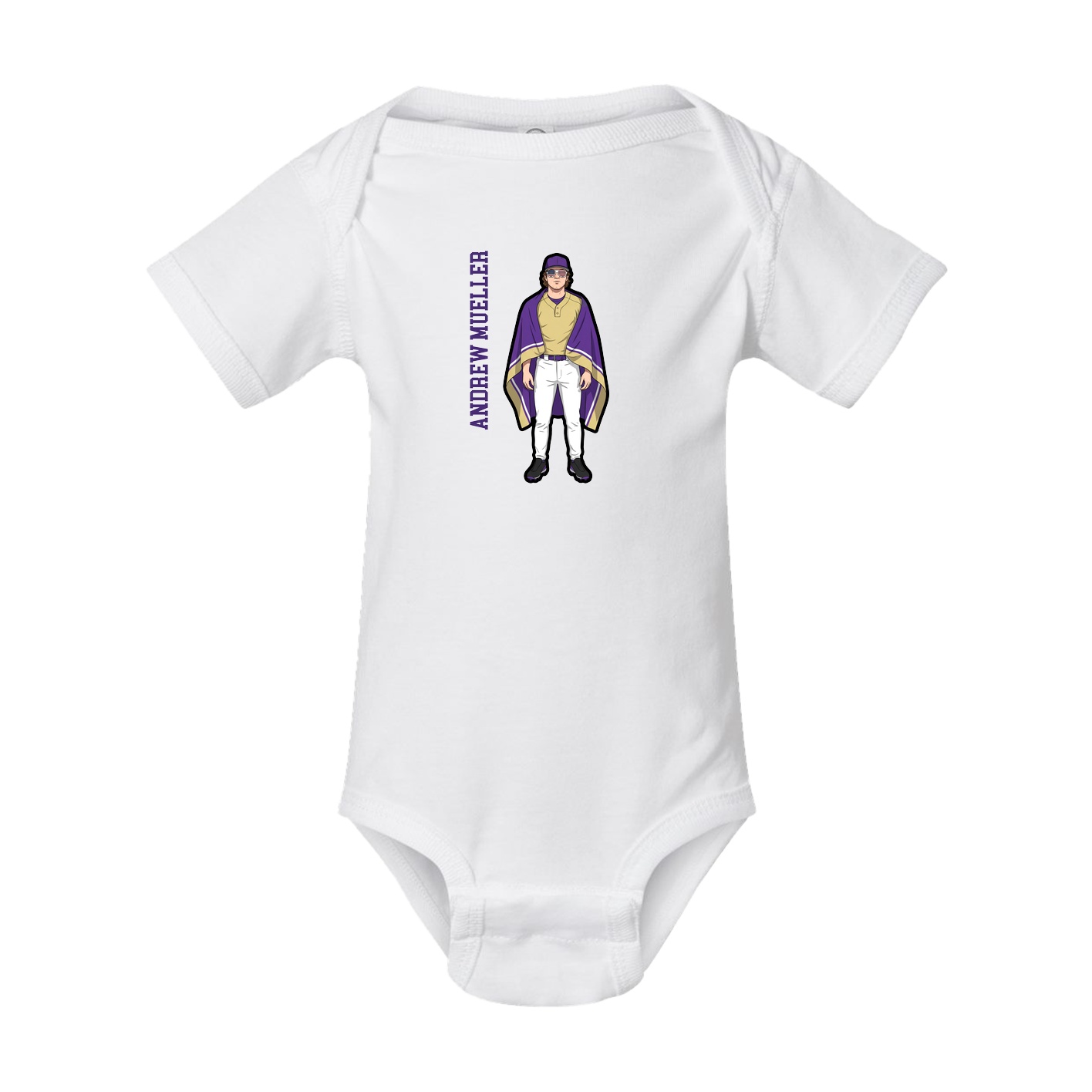 Baby Onesie — Name Vertical in White