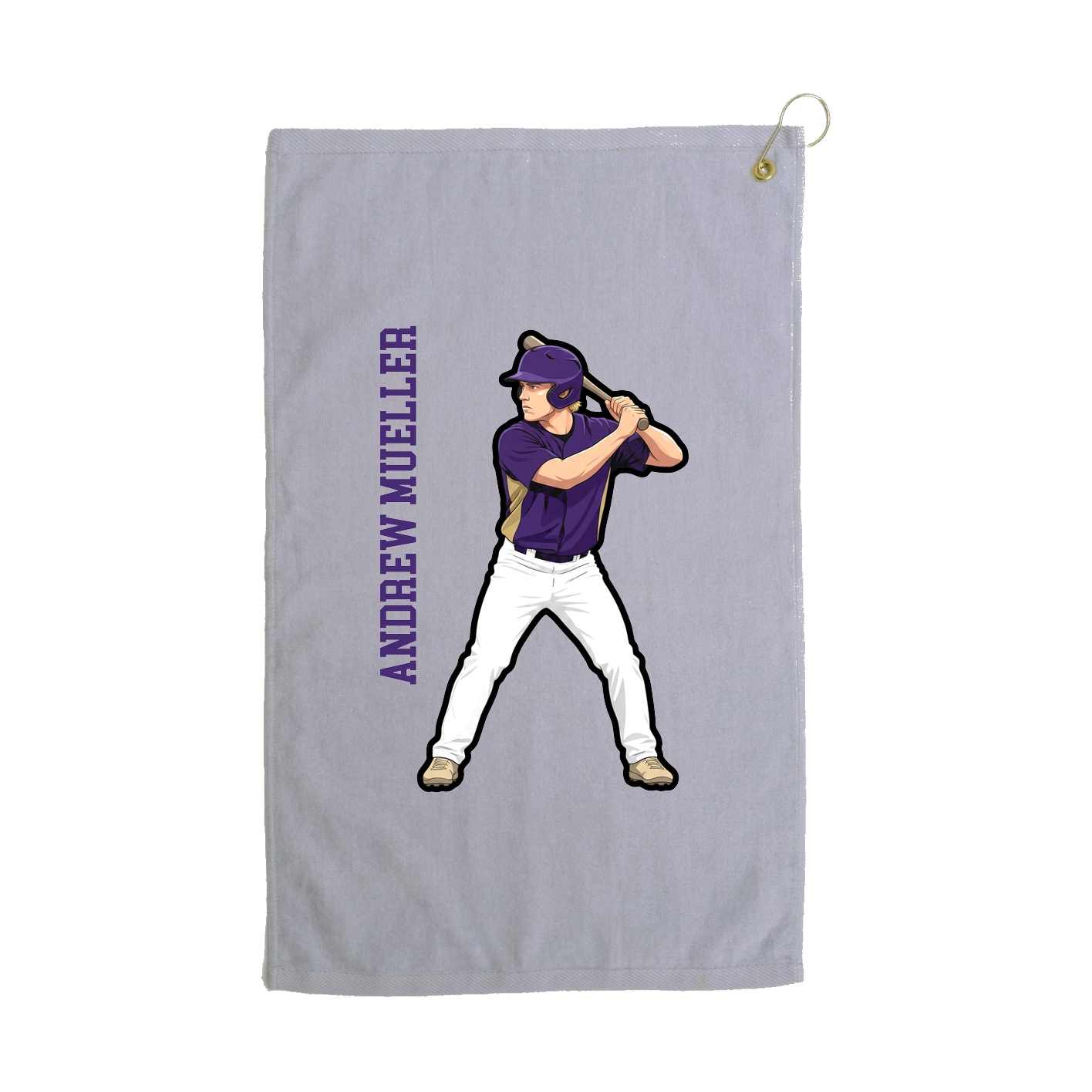 Golf Towel — Name Vertical in Grey