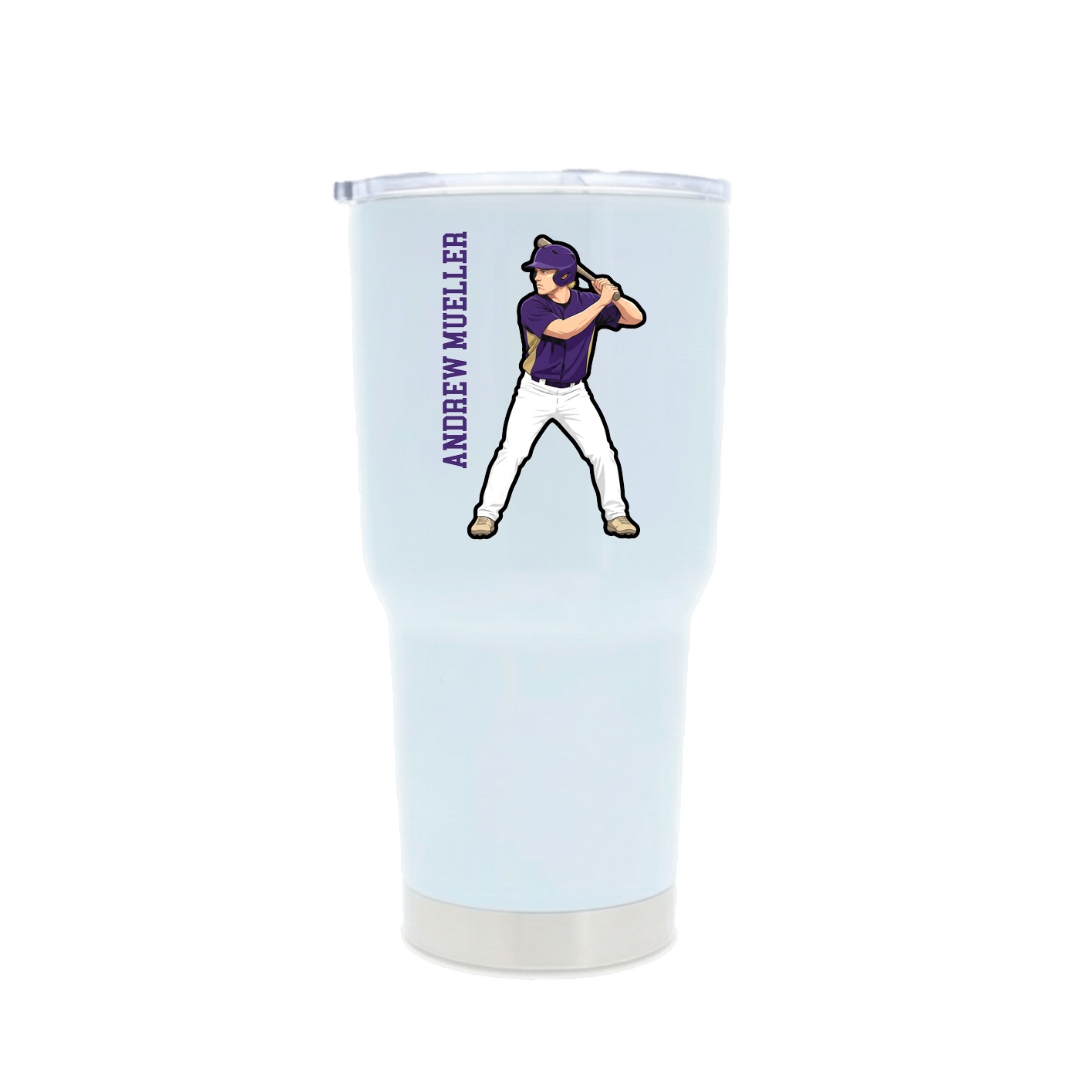 30oz Stainless Steel Tumbler — Name Vertical in White