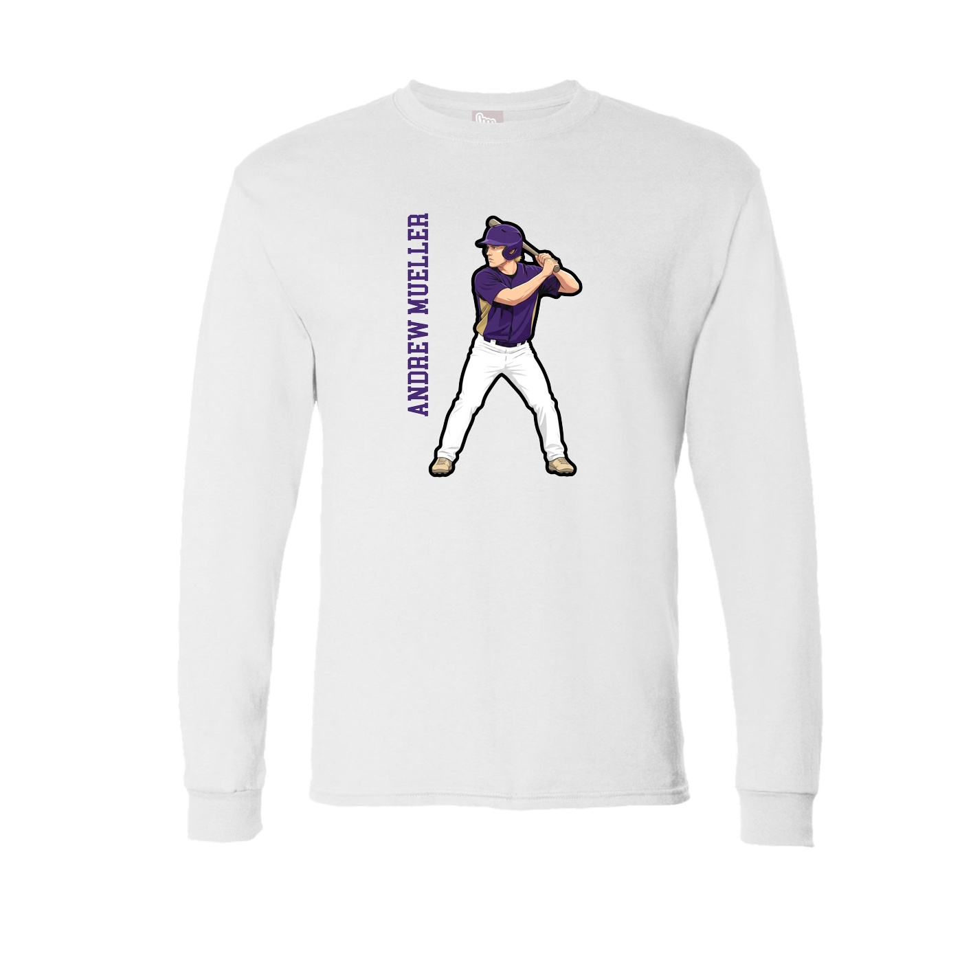 Long Sleeve Tee — Name Vertical in White
