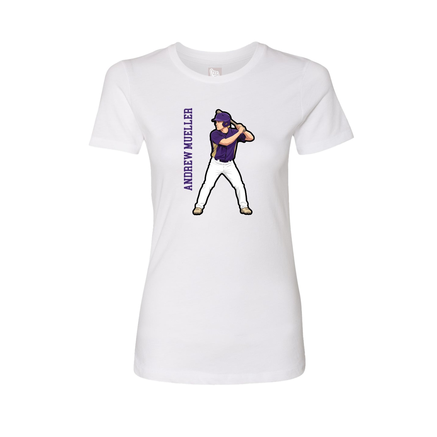 Fitted Women's Tee — Name Vertical in White