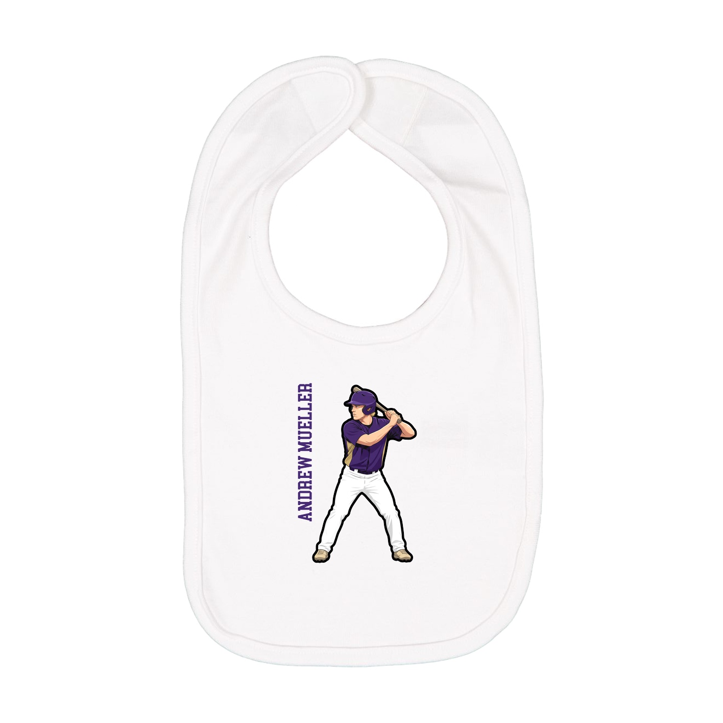 Infant Bib — Name Vertical in White