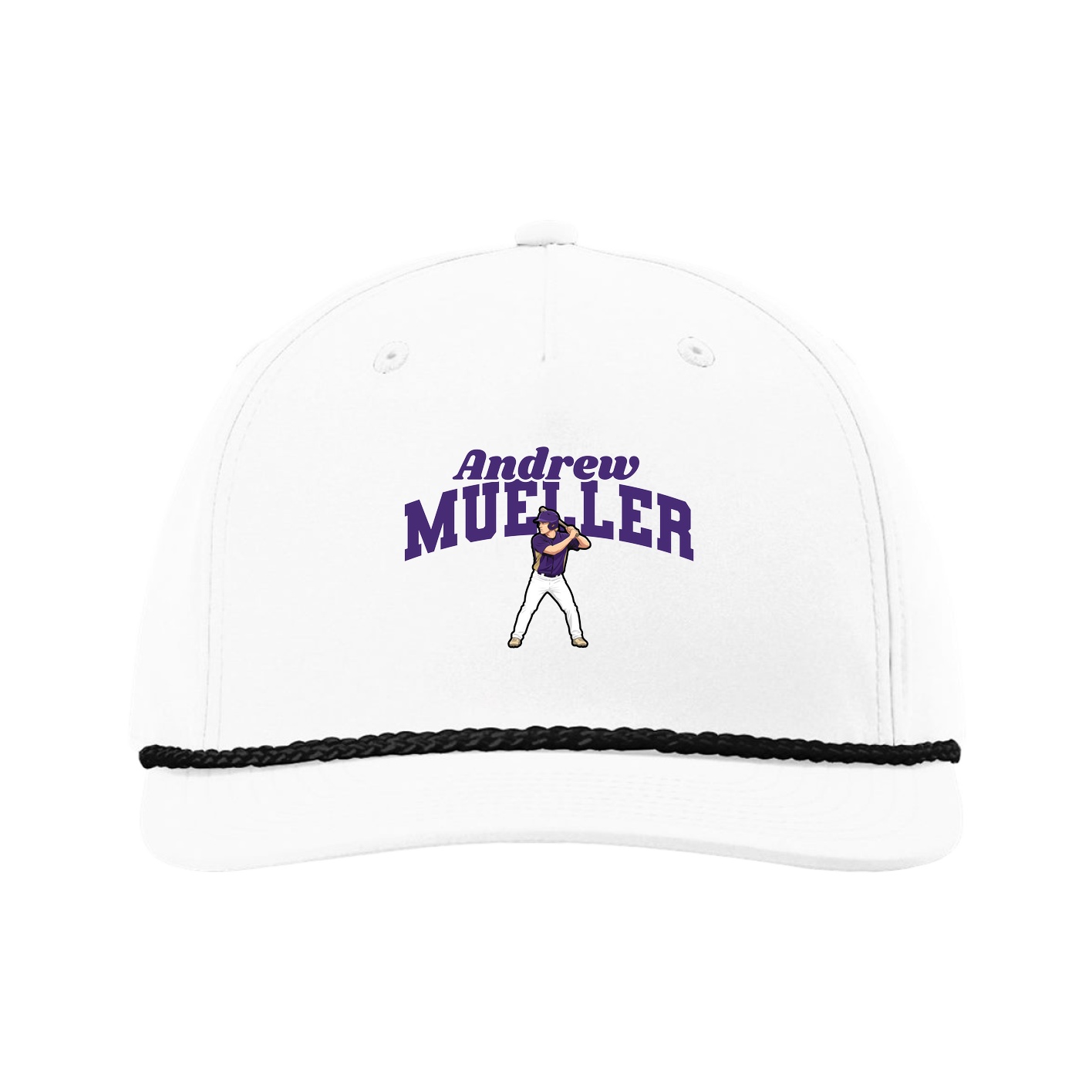 Five-Panel Classic Rope Cap — Signature Arch in White