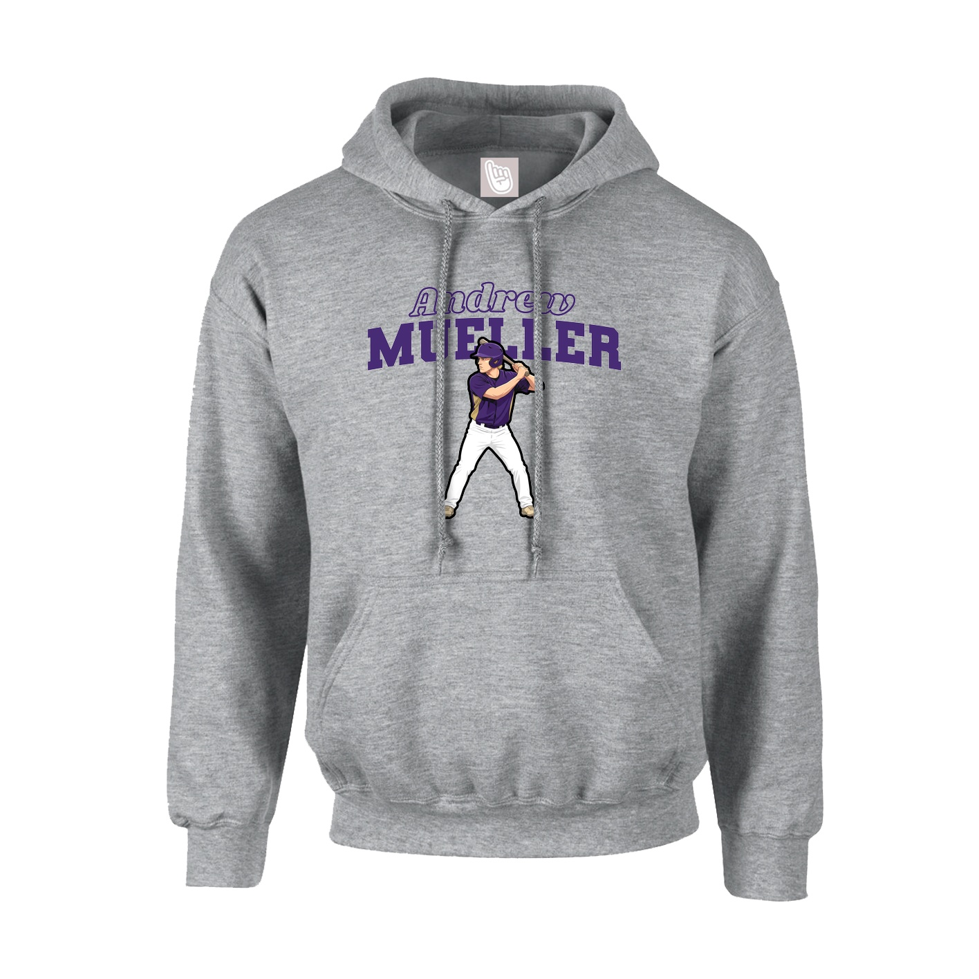 Youth Hoodie — Name Arch in Grey
