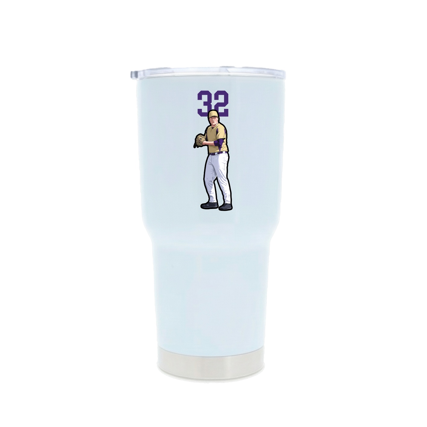 30oz Stainless Steel Tumbler — Number Top in White
