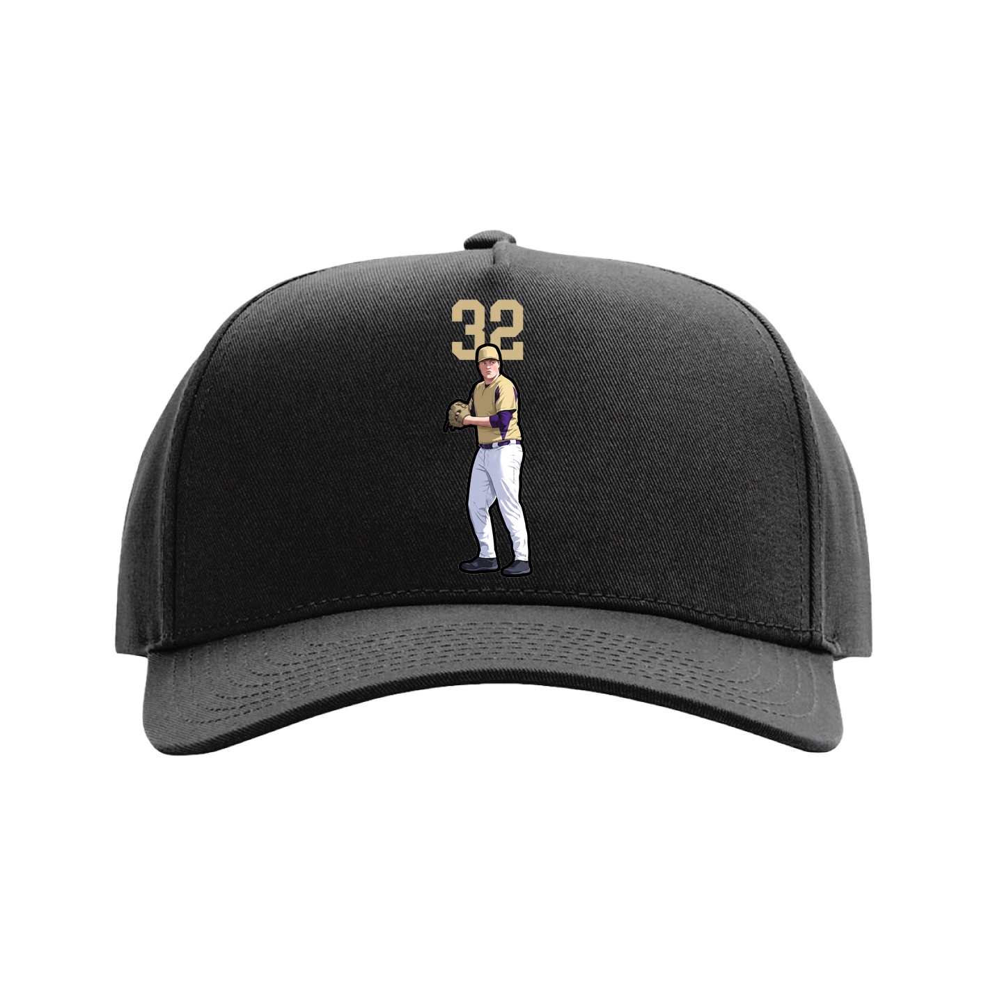 Full Fabric Five-Panel Champ Cap — Number Top in Black