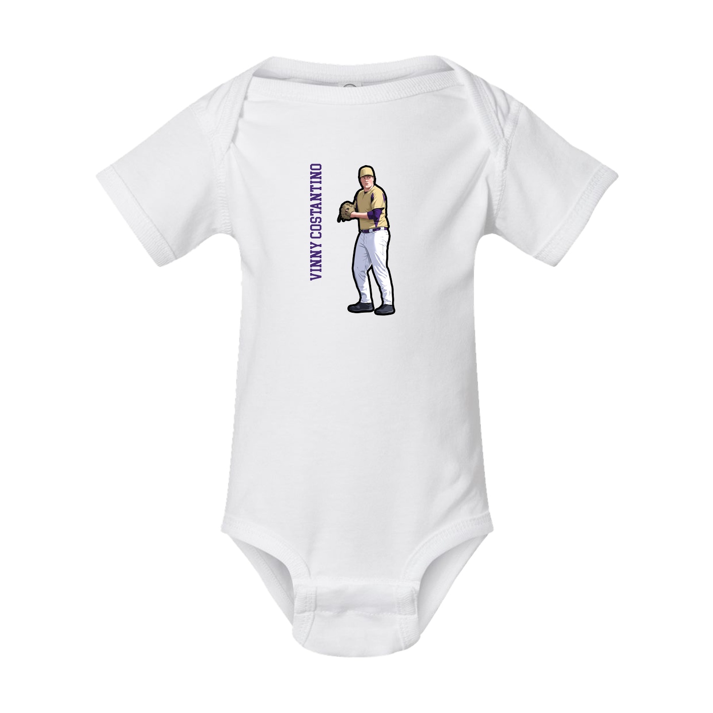 Baby Onesie — Name Vertical in White