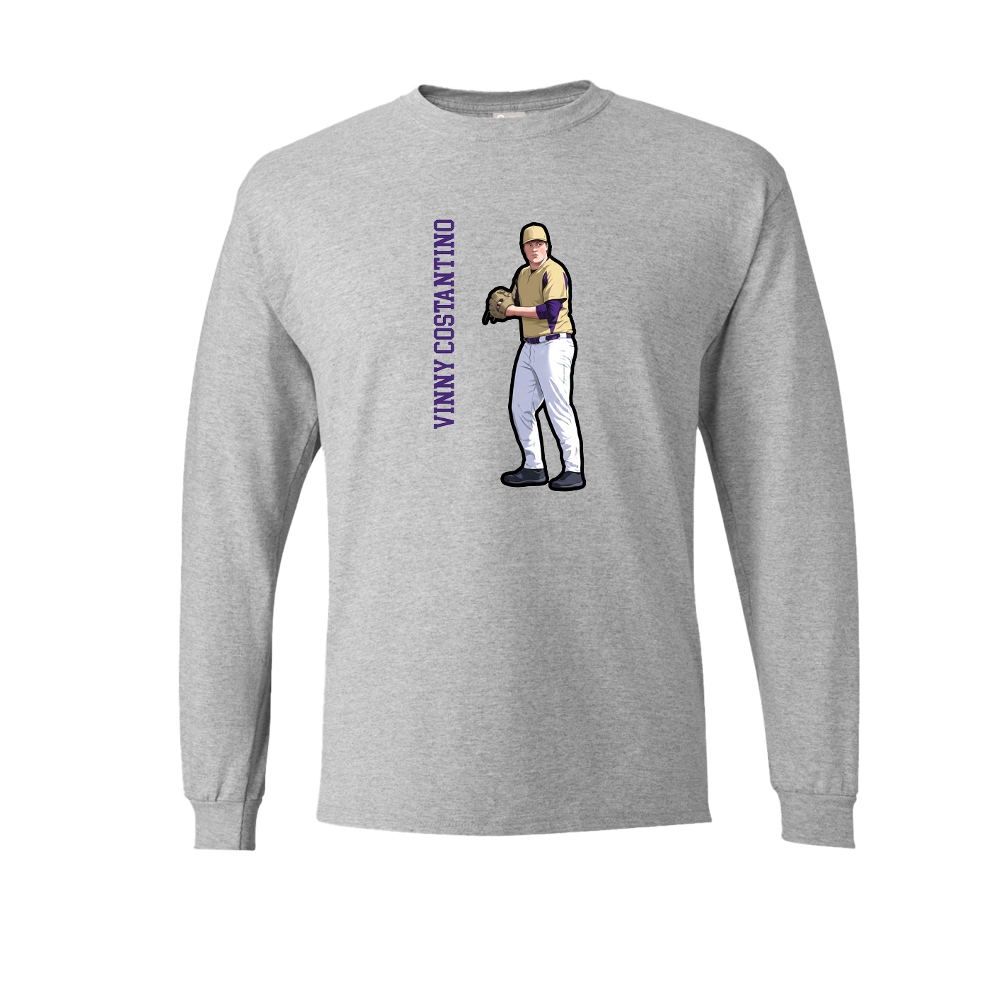 Long Sleeve Tee — Name Vertical in Grey