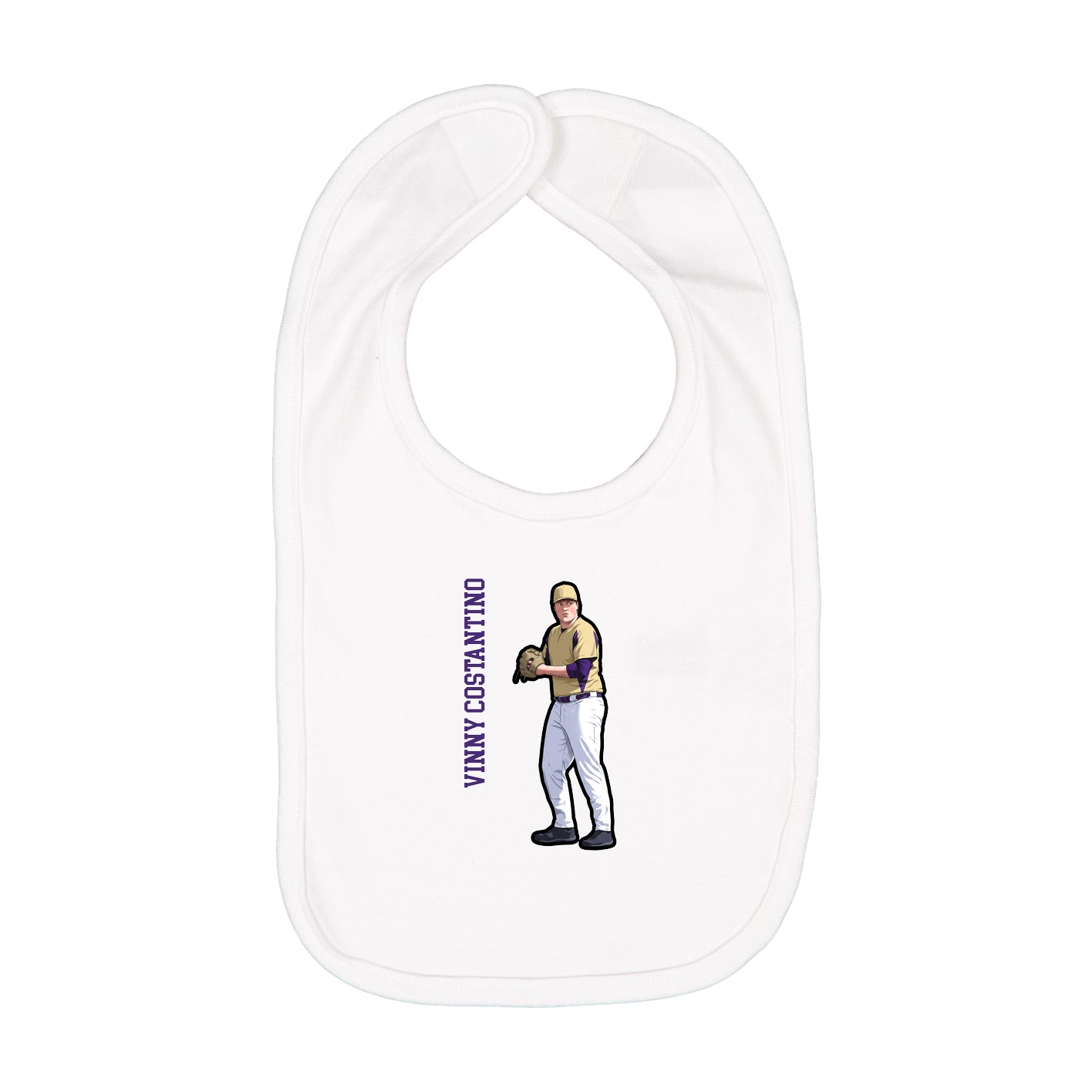 Infant Bib — Name Vertical in White
