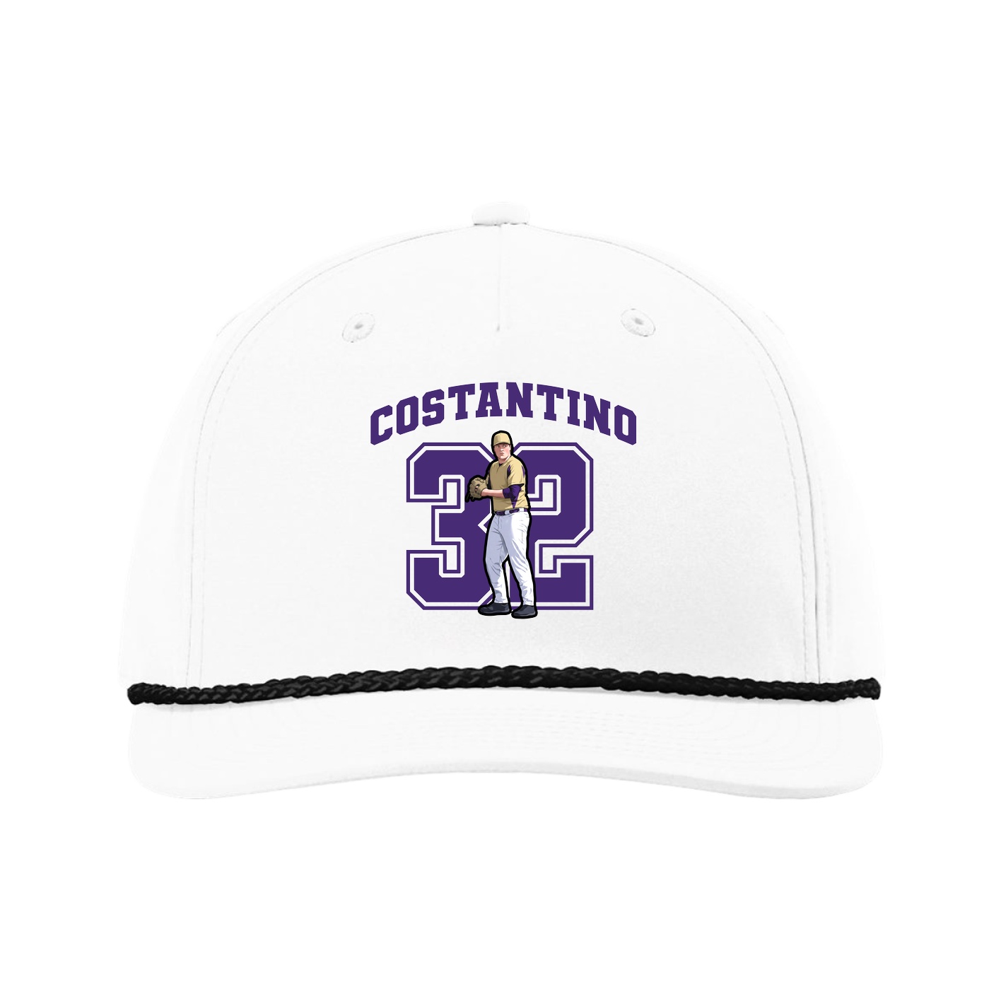Five-Panel Classic Rope Cap — Number in White