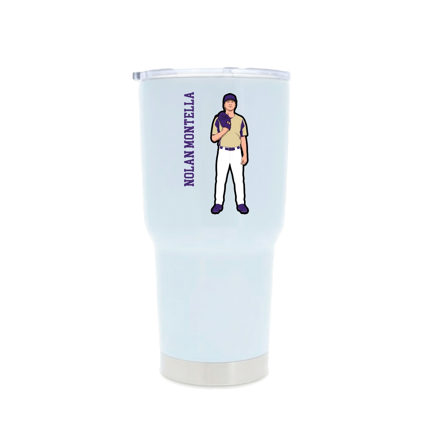 30oz Stainless Steel Tumbler — Name Vertical in White