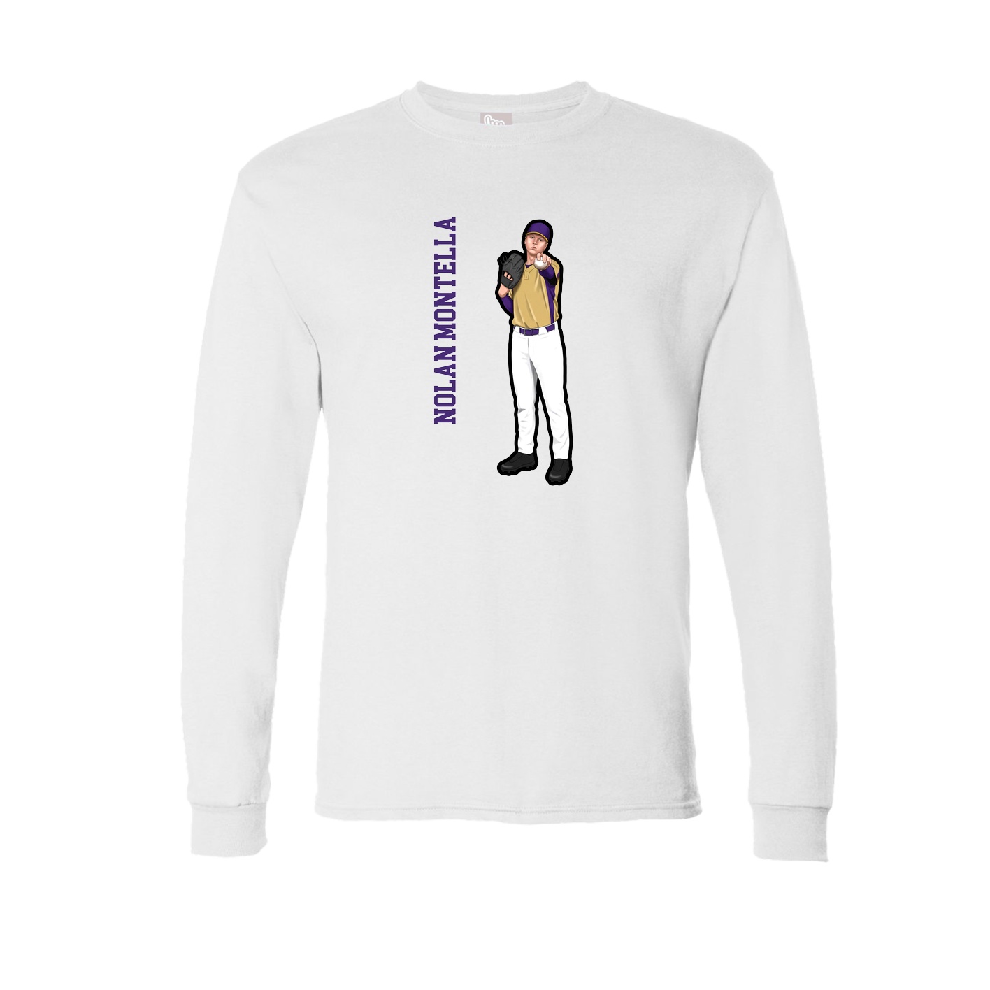 Long Sleeve Tee — Name Vertical in White
