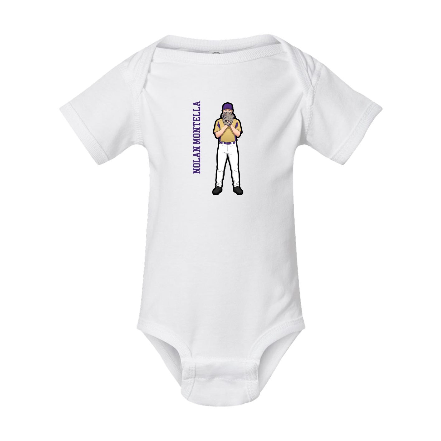 Baby Onesie — Name Vertical in White