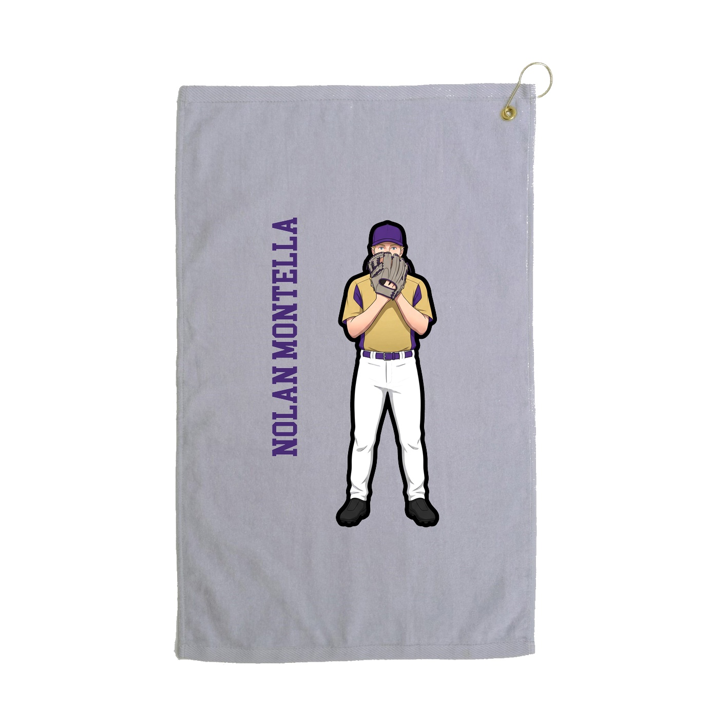 Golf Towel — Name Vertical in Grey
