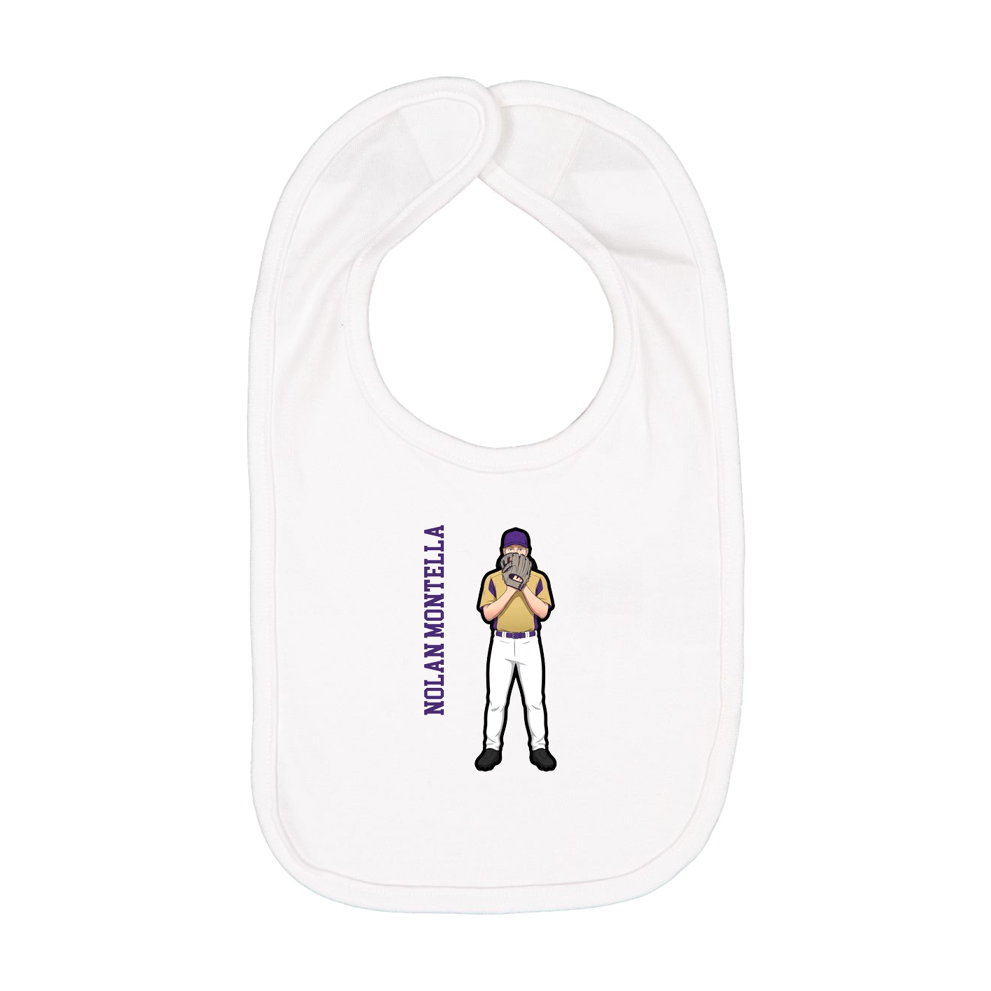 Infant Bib — Name Vertical in White