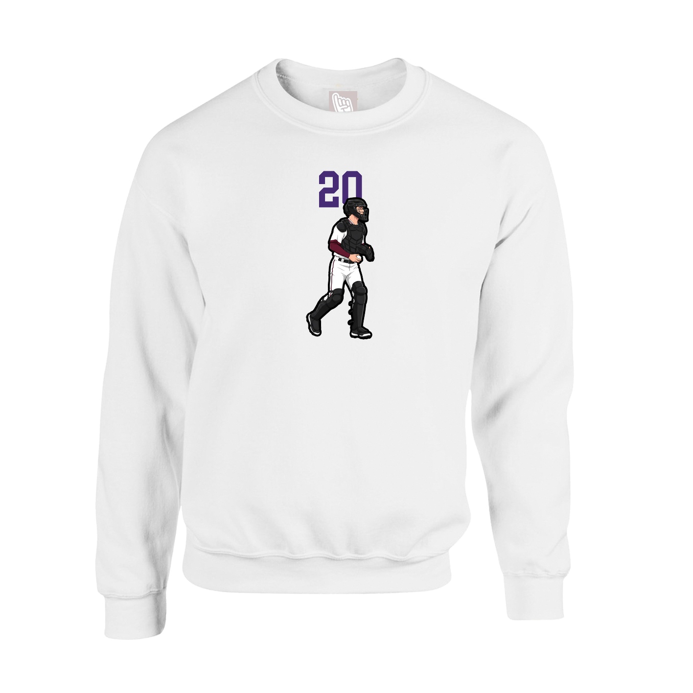 Fleece Crew — Number Top in White
