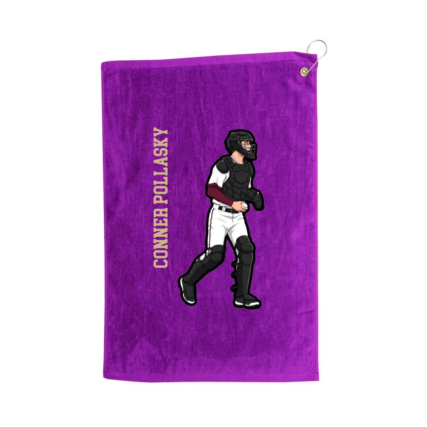 Golf Towel — Name Vertical in Purple