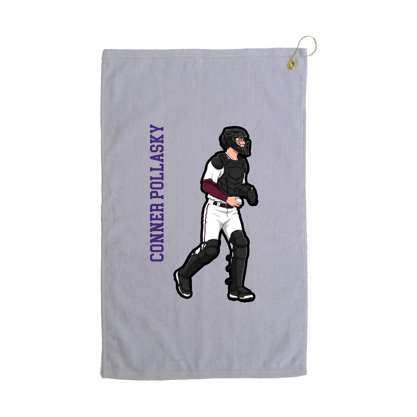 Golf Towel — Name Vertical in Grey